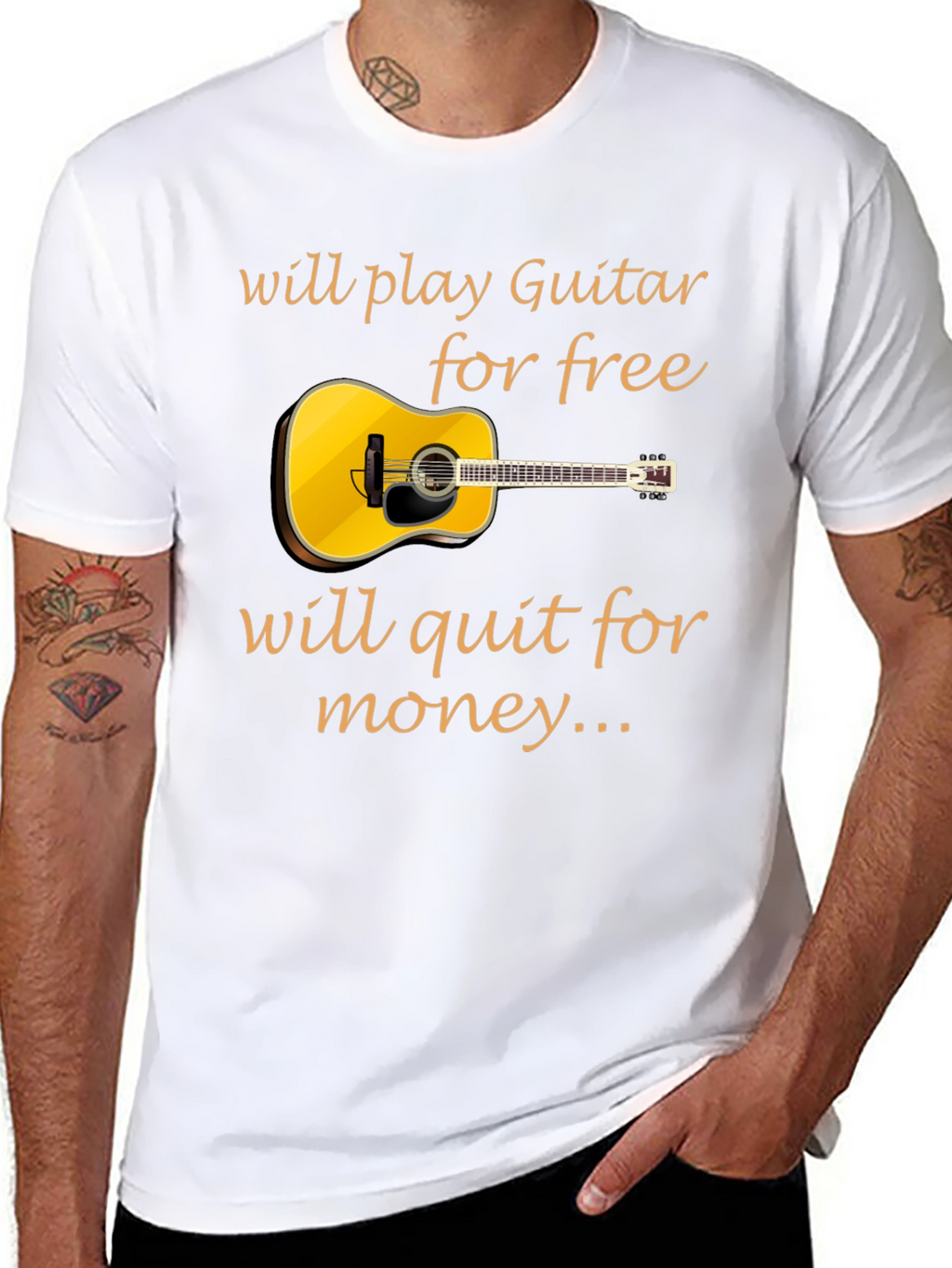 Guitar Player T-Shirt - Will Play for Free