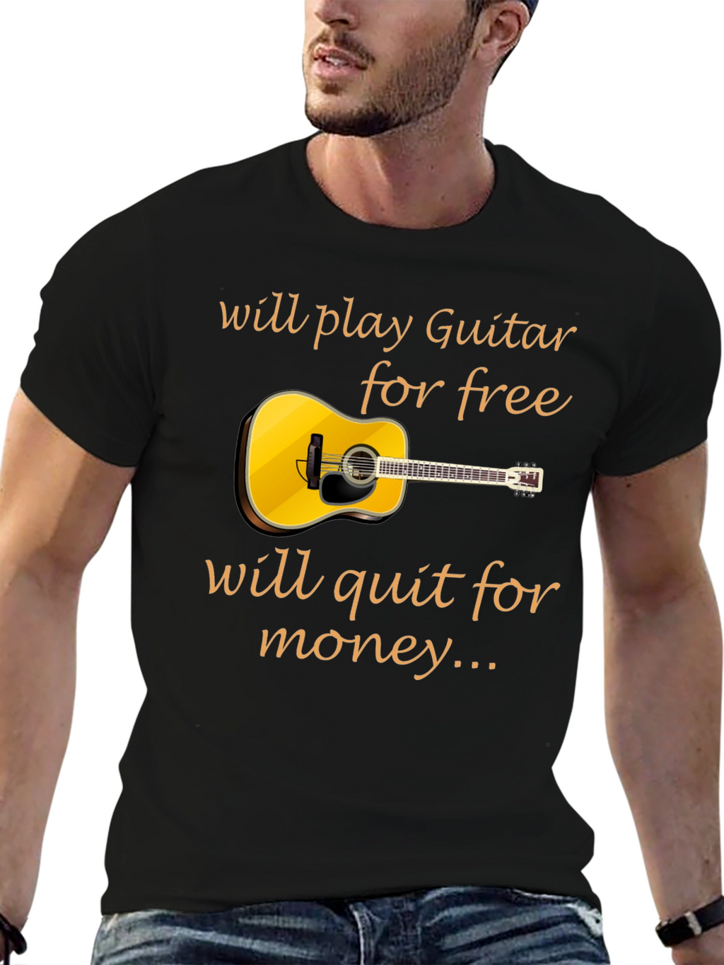 Guitar Player T-Shirt - Will Play for Free