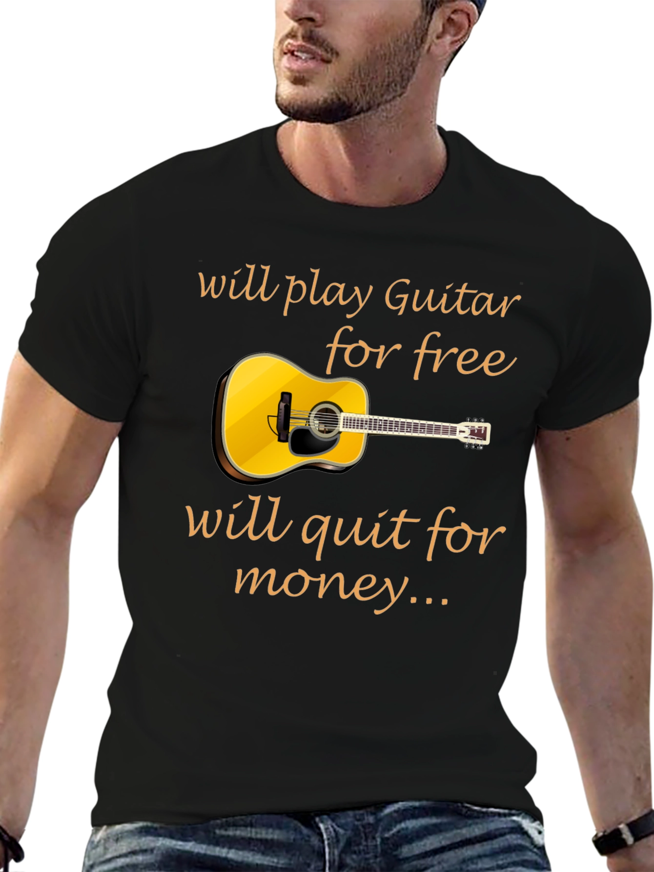 Guitar Player T-Shirt - Will Play for Free