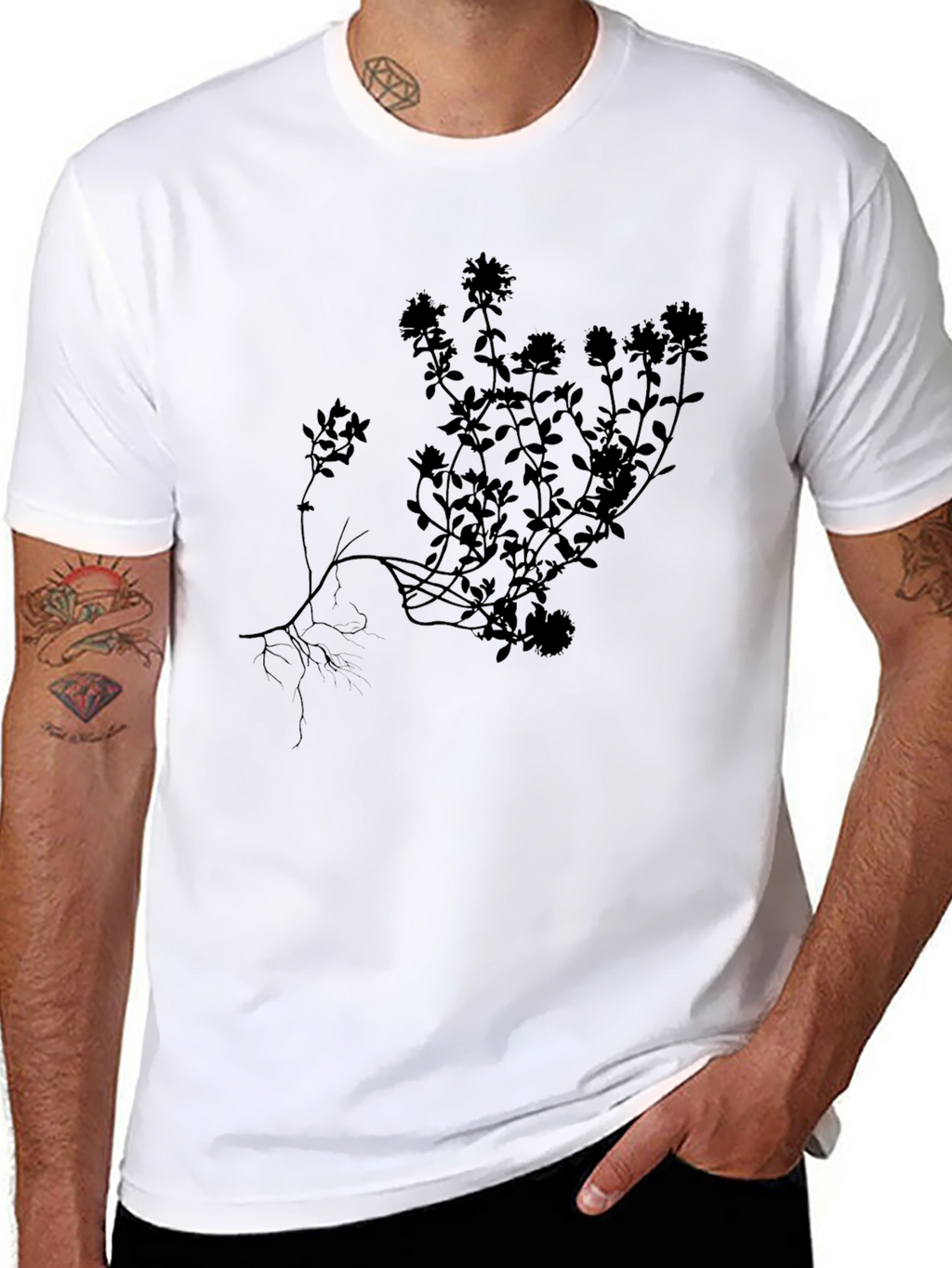 Botanical Silhouette Black T-Shirt