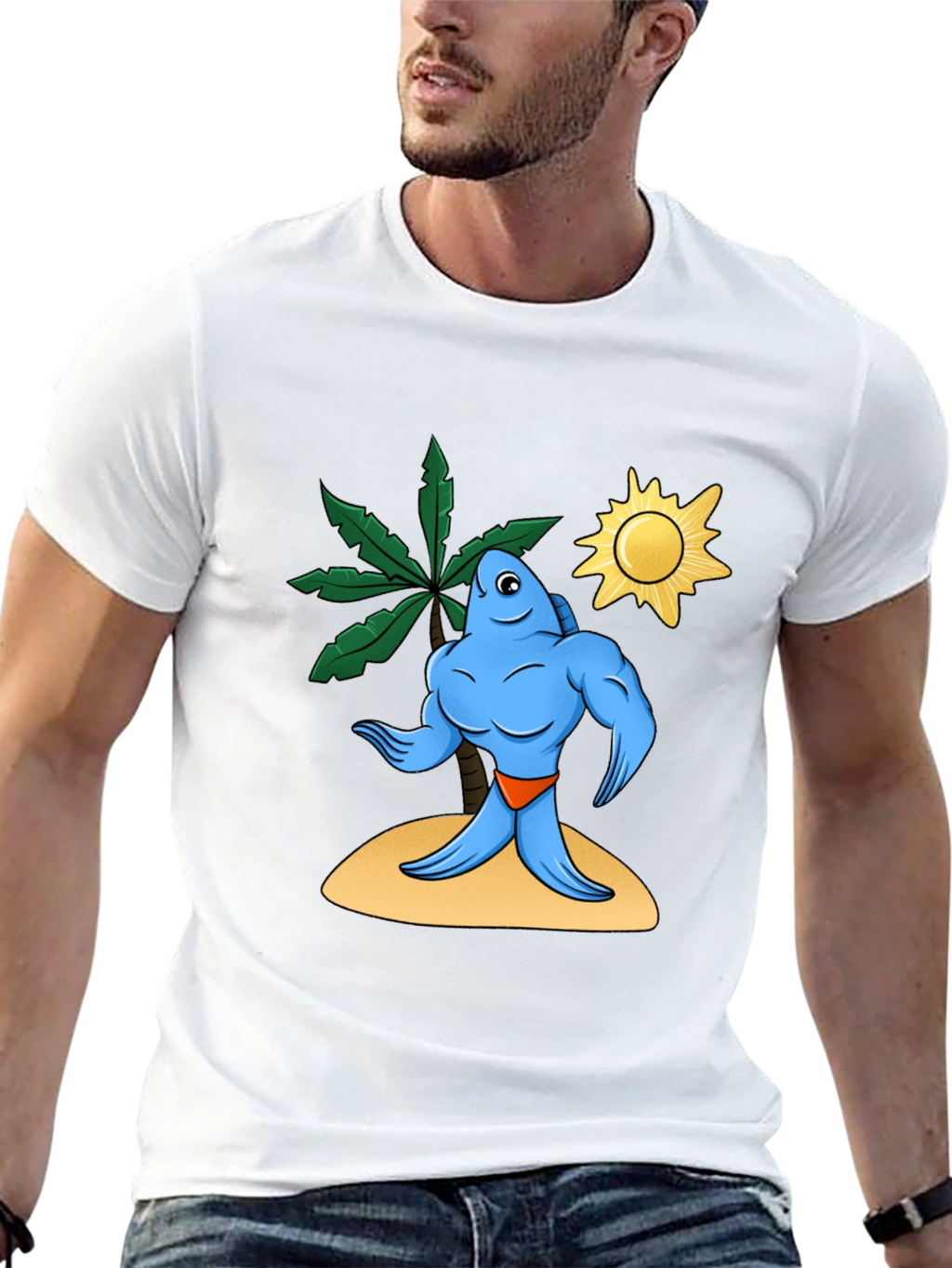 Buff Fish on Island Graphic Tee