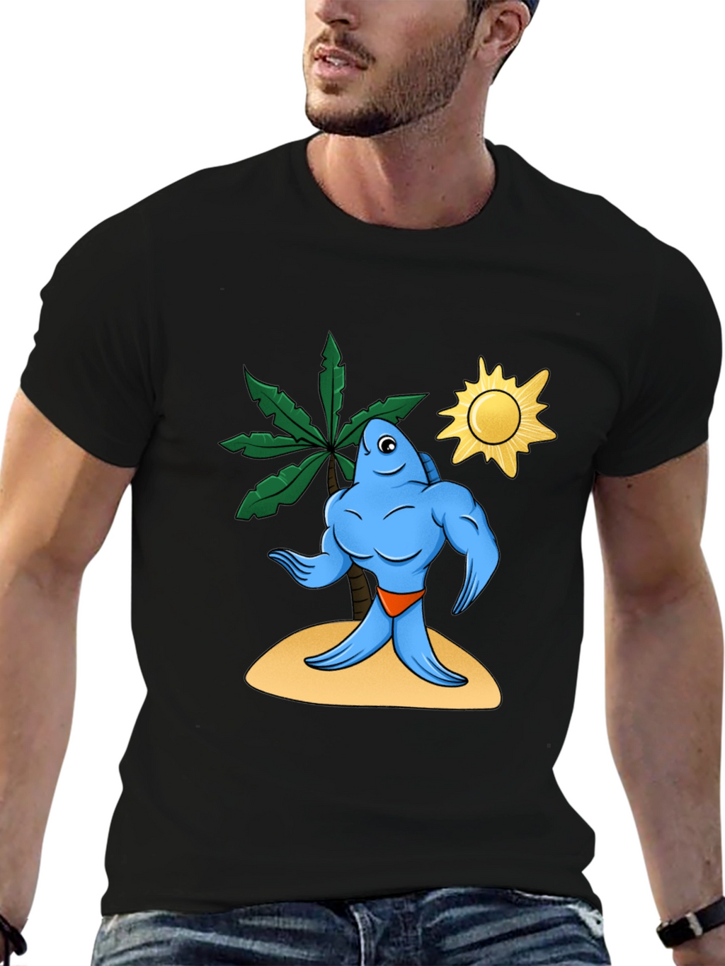 Buff Fish on Island Graphic Tee