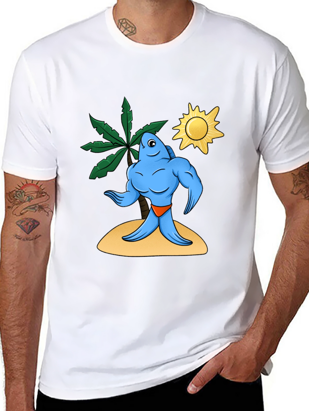 Buff Fish on Island Graphic Tee