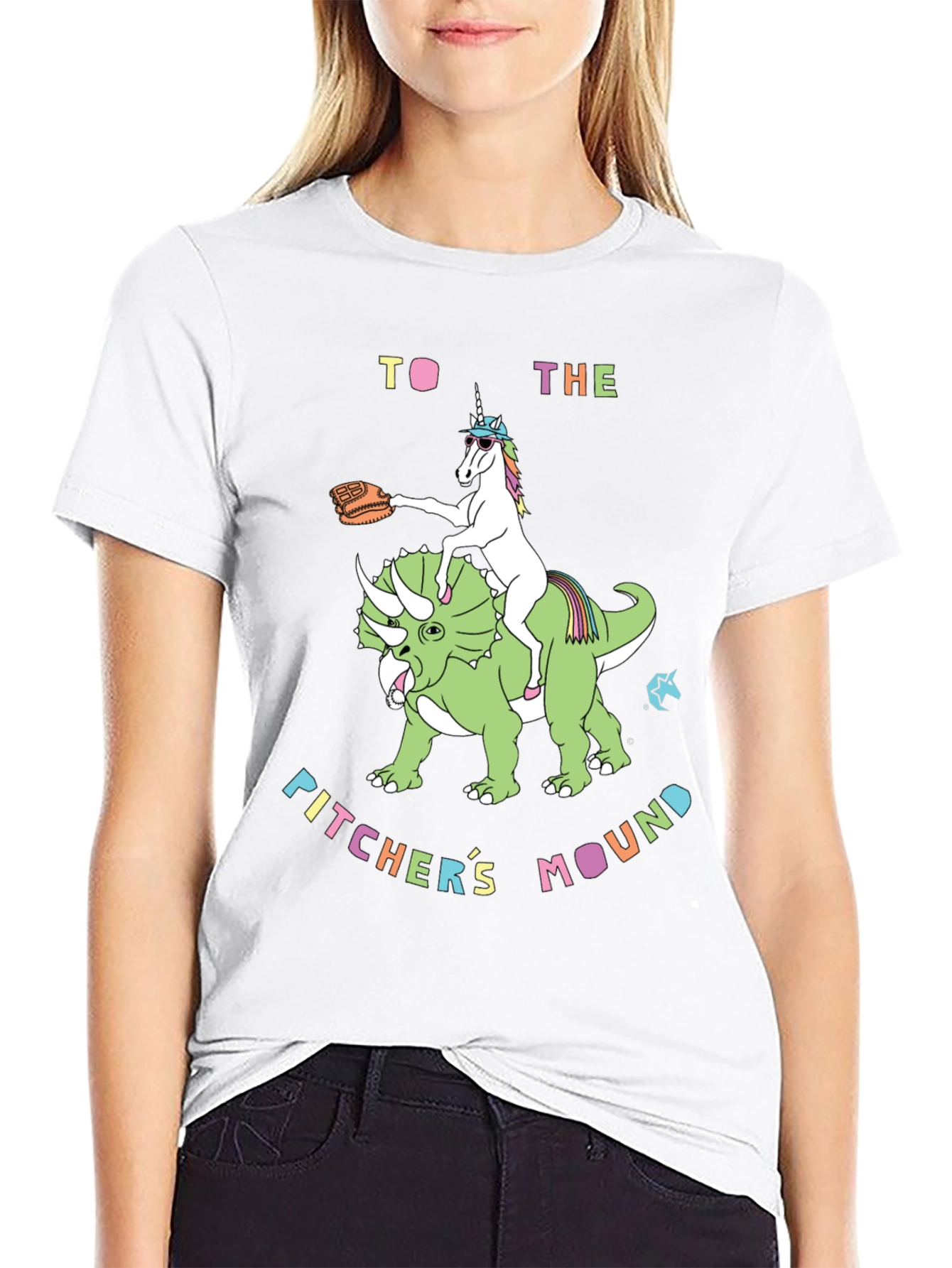Unicorn Dinosaur Pitchers Mound T-Shirt