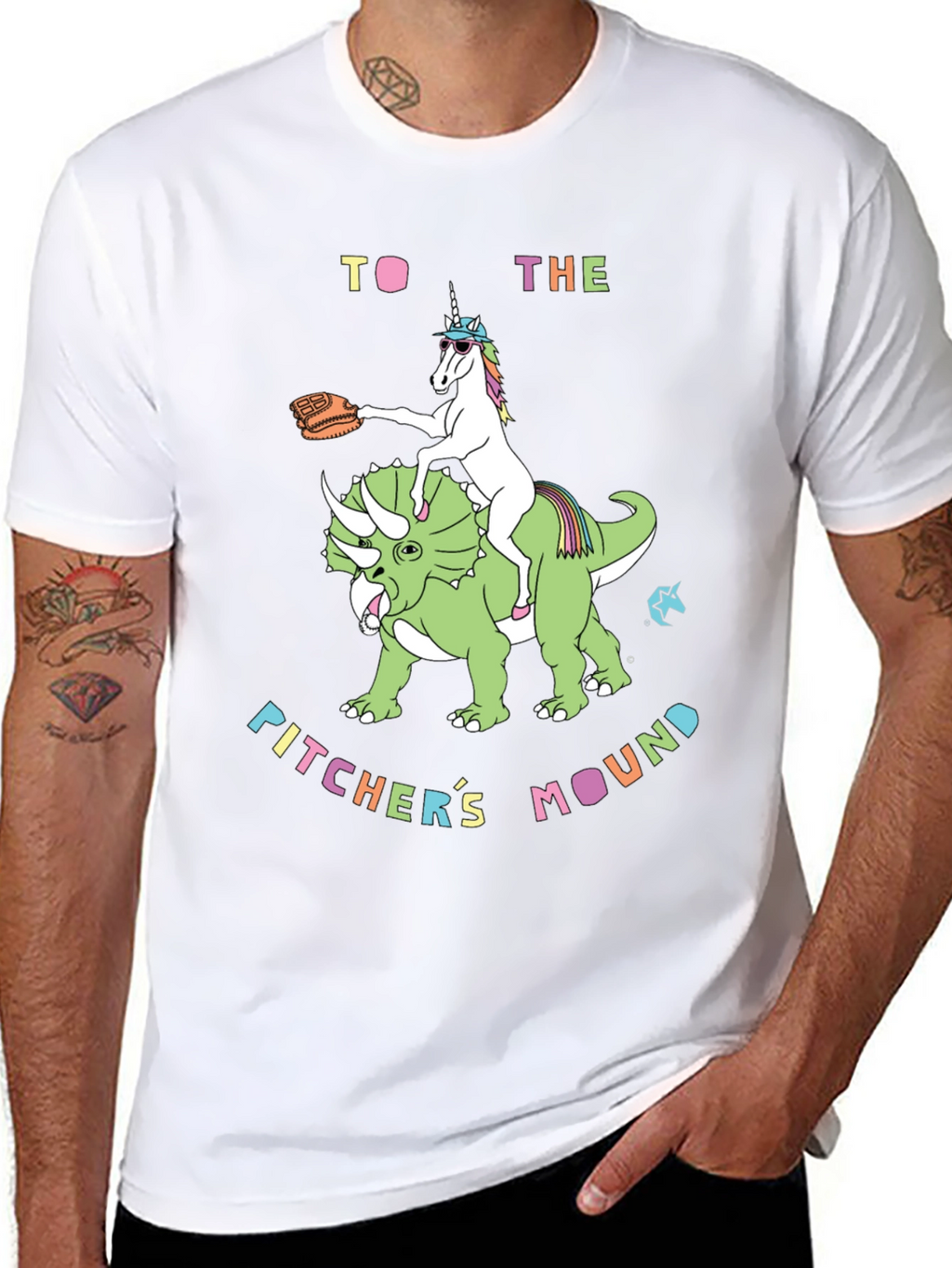 Unicorn Dinosaur Pitchers Mound T-Shirt