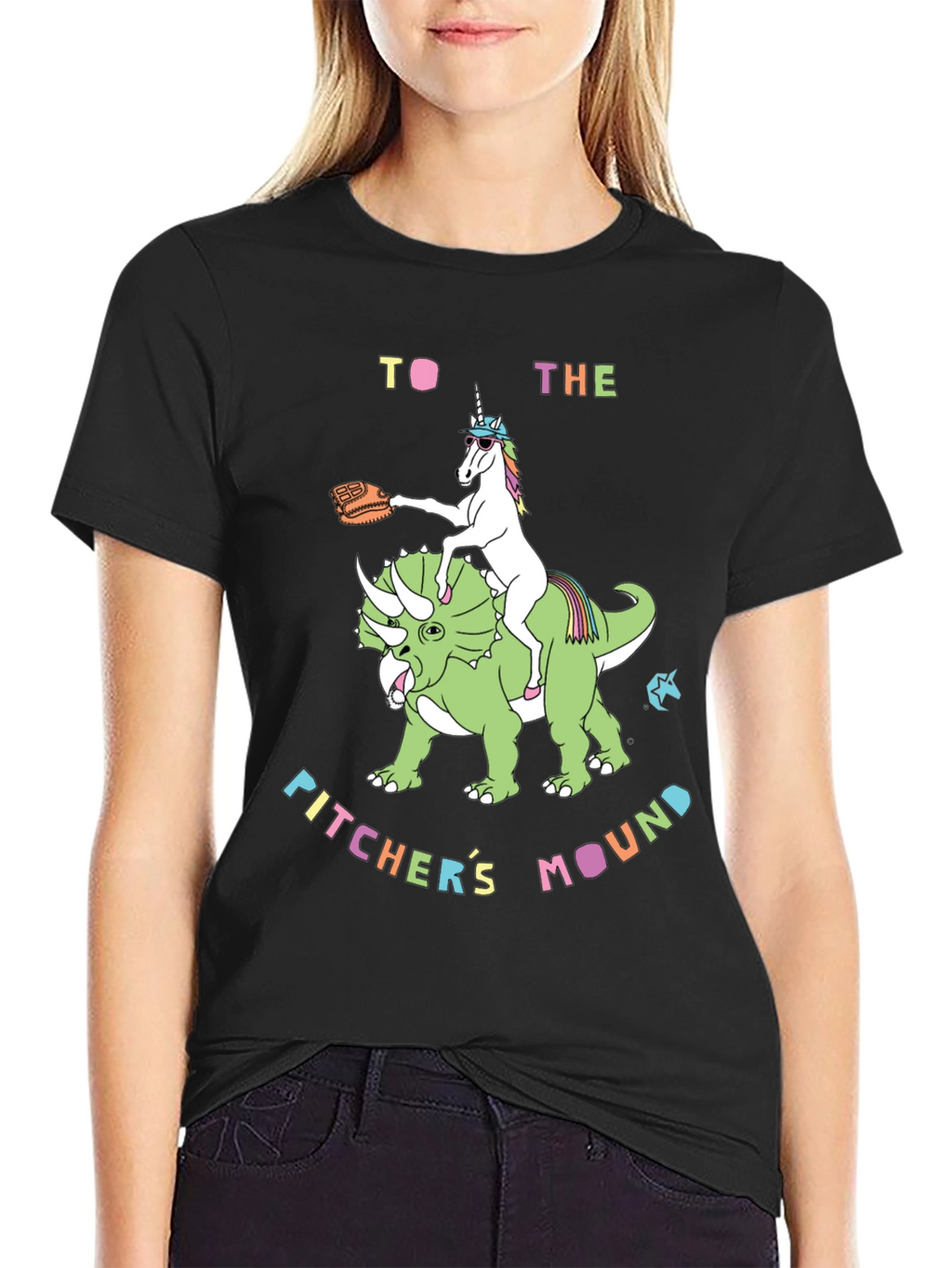 Unicorn Dinosaur Pitchers Mound T-Shirt