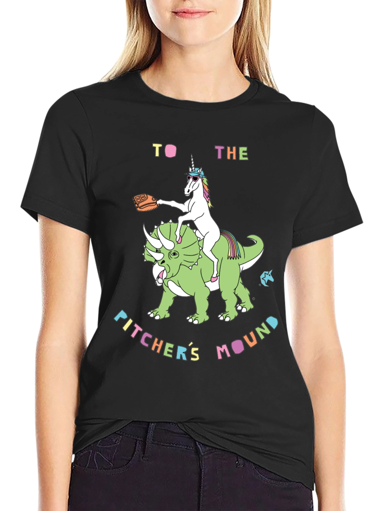 Unicorn Dinosaur Pitchers Mound T-Shirt