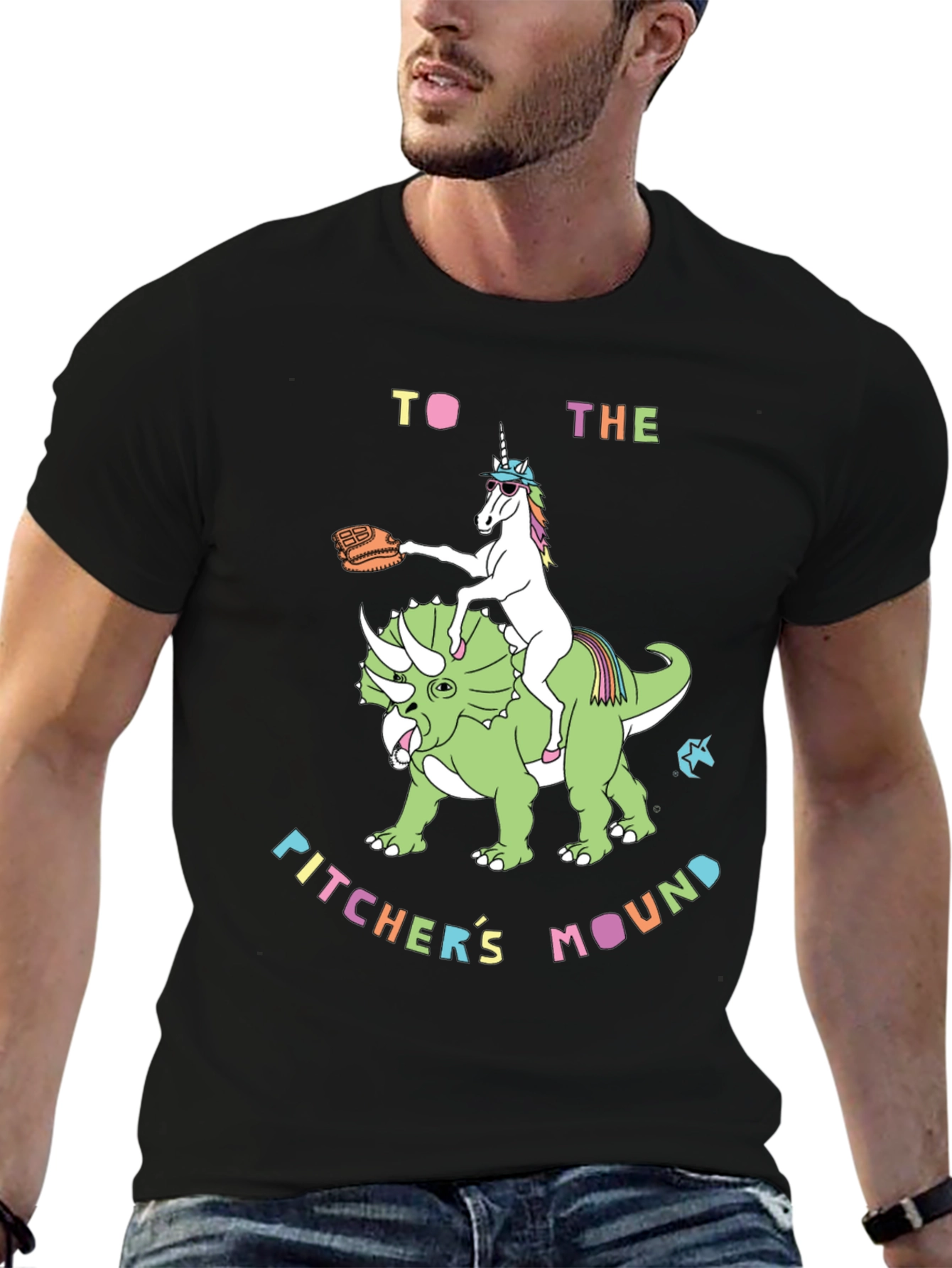 Unicorn Dinosaur Pitchers Mound T-Shirt
