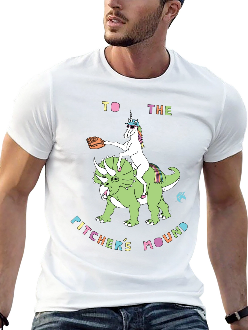 Unicorn Dinosaur Pitchers Mound T-Shirt