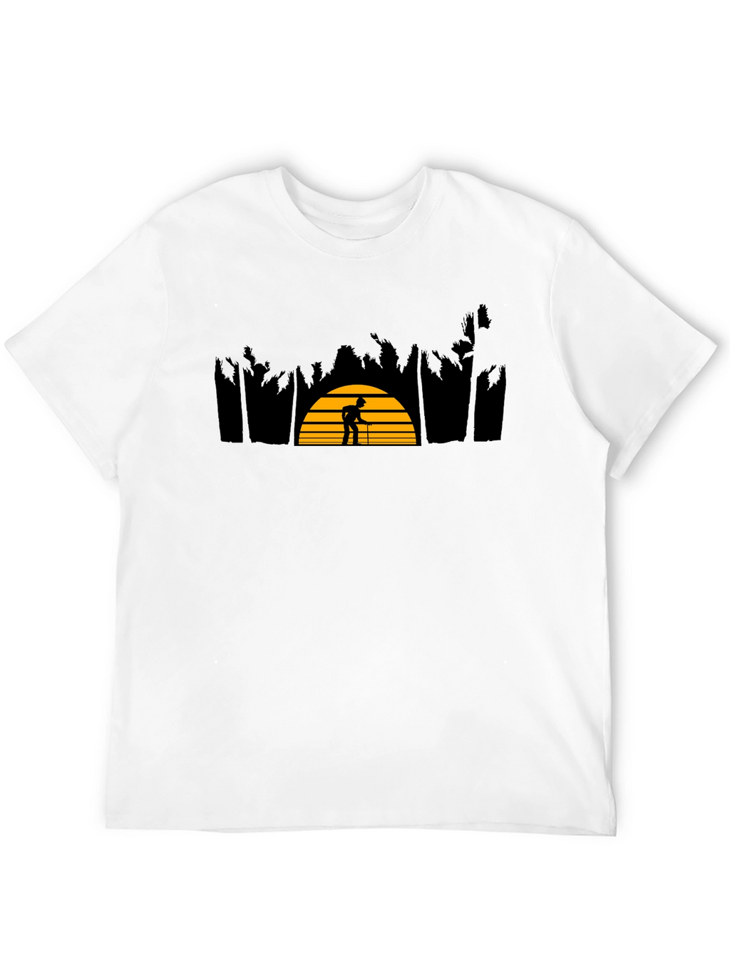 Sunset Silhouette Graphic Tee - Stylish Black Cotton Shirt