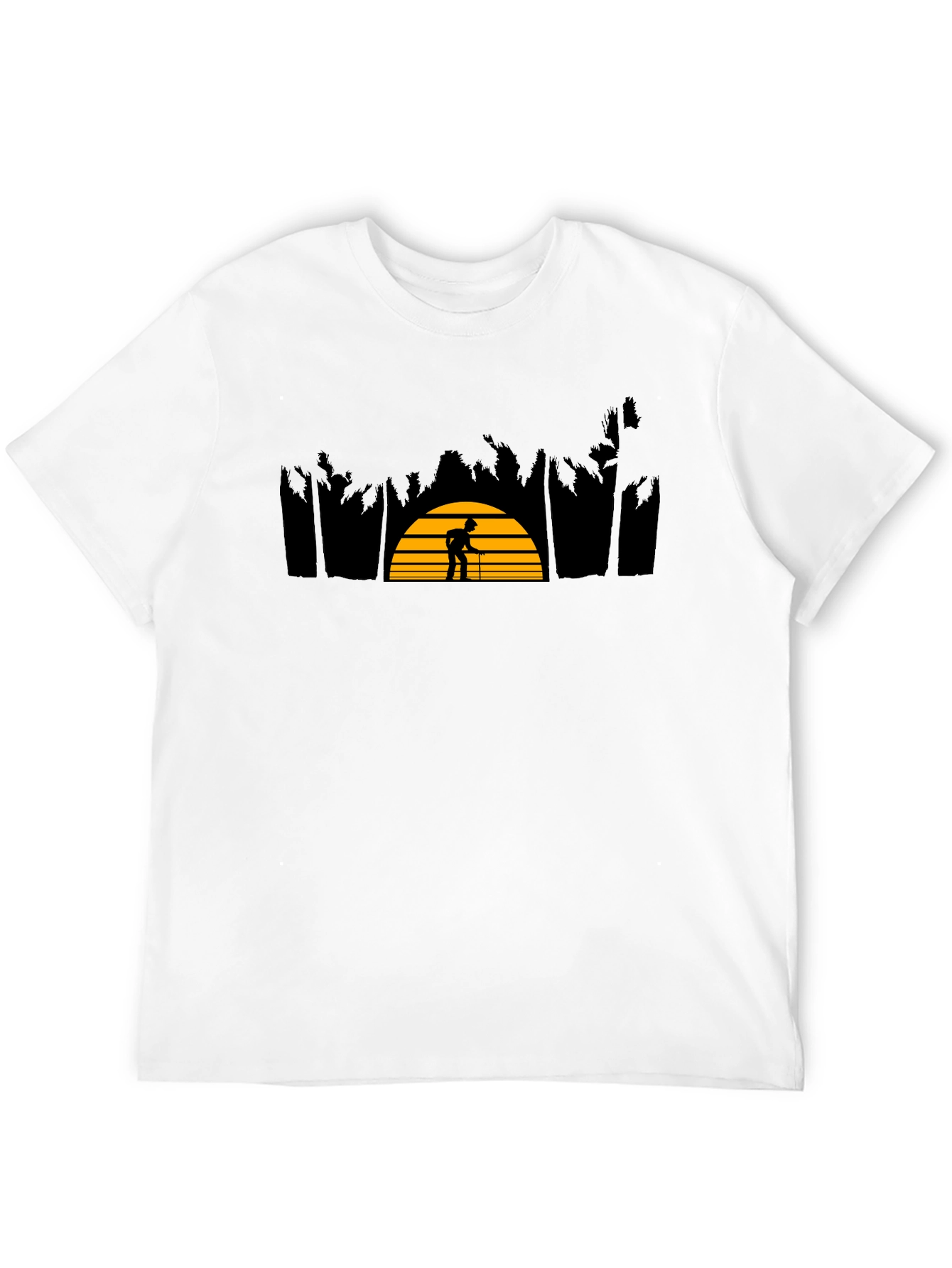 Sunset Silhouette Graphic Tee - Stylish Black Cotton Shirt