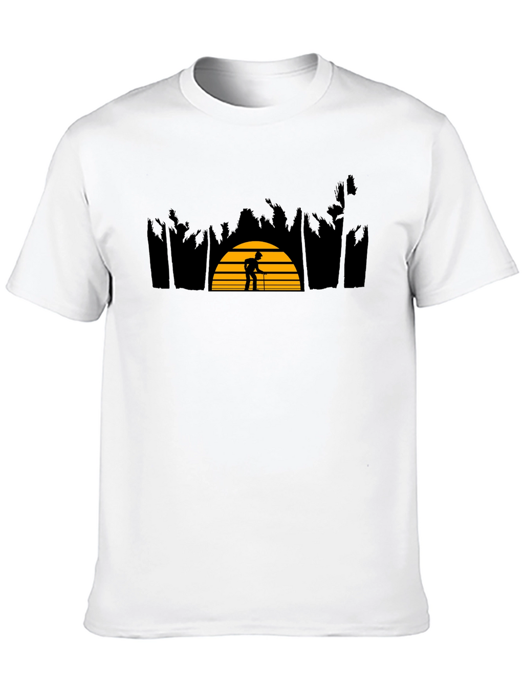 Sunset Silhouette Graphic Tee - Stylish Black Cotton Shirt