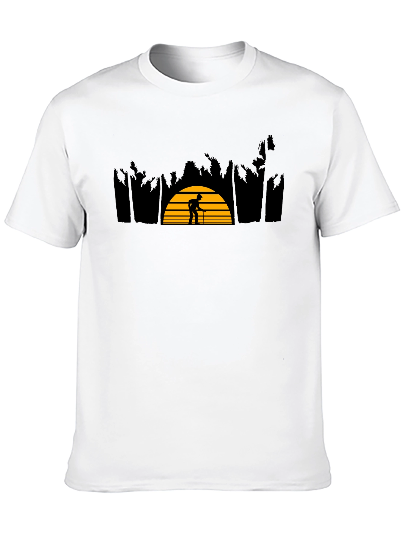 Sunset Silhouette Graphic Tee - Stylish Black Cotton Shirt