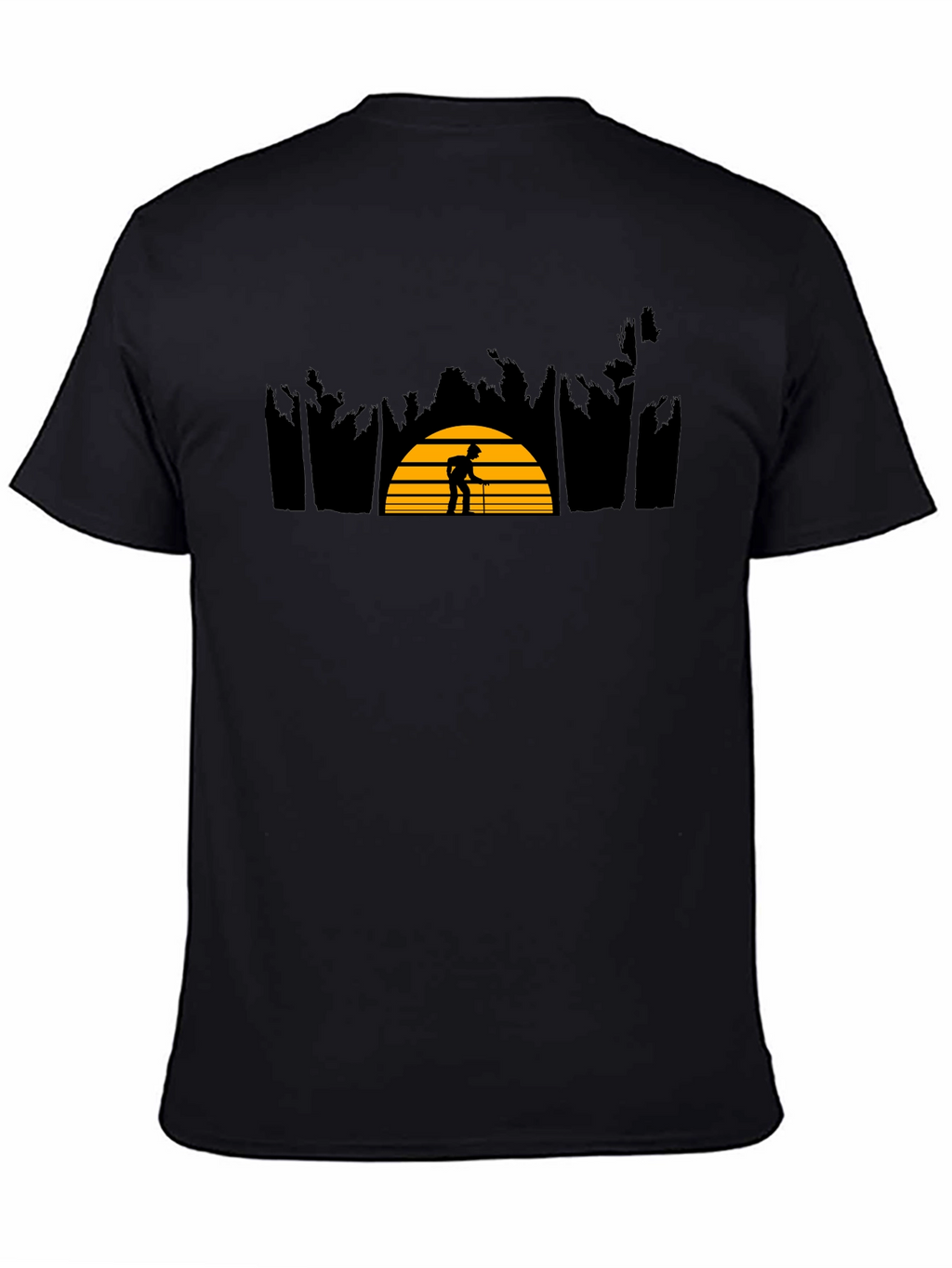 Sunset Silhouette Graphic Tee - Stylish Black Cotton Shirt