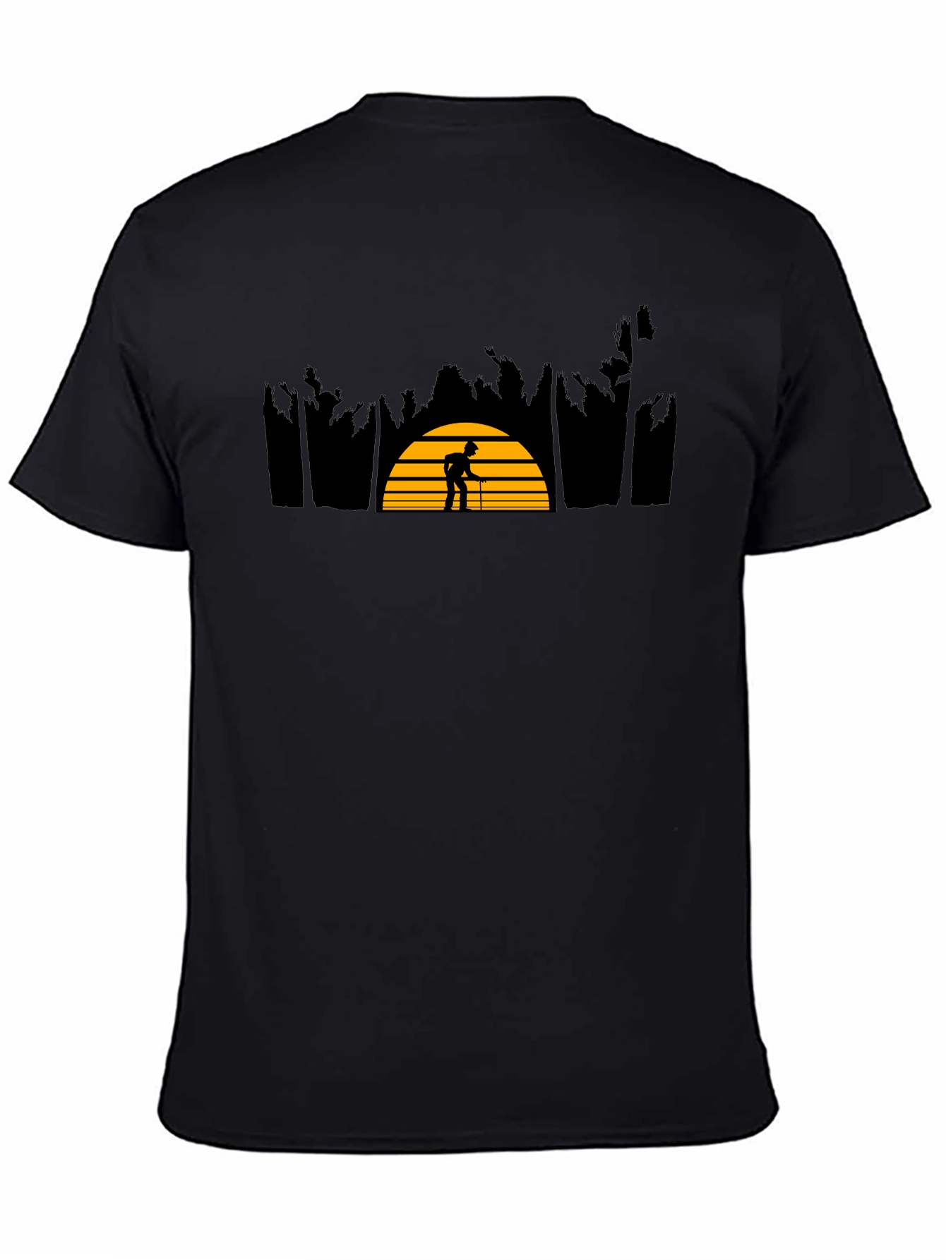 Sunset Silhouette Graphic Tee - Stylish Black Cotton Shirt