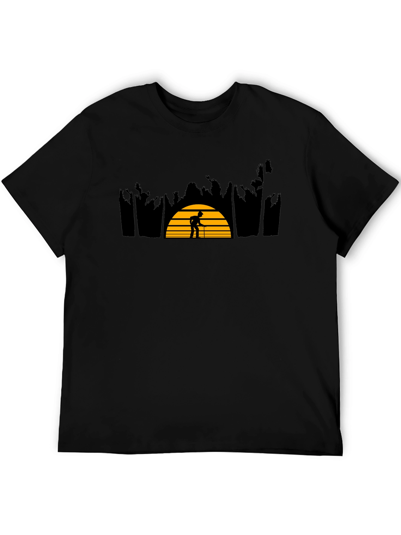 Sunset Silhouette Graphic Tee - Stylish Black Cotton Shirt