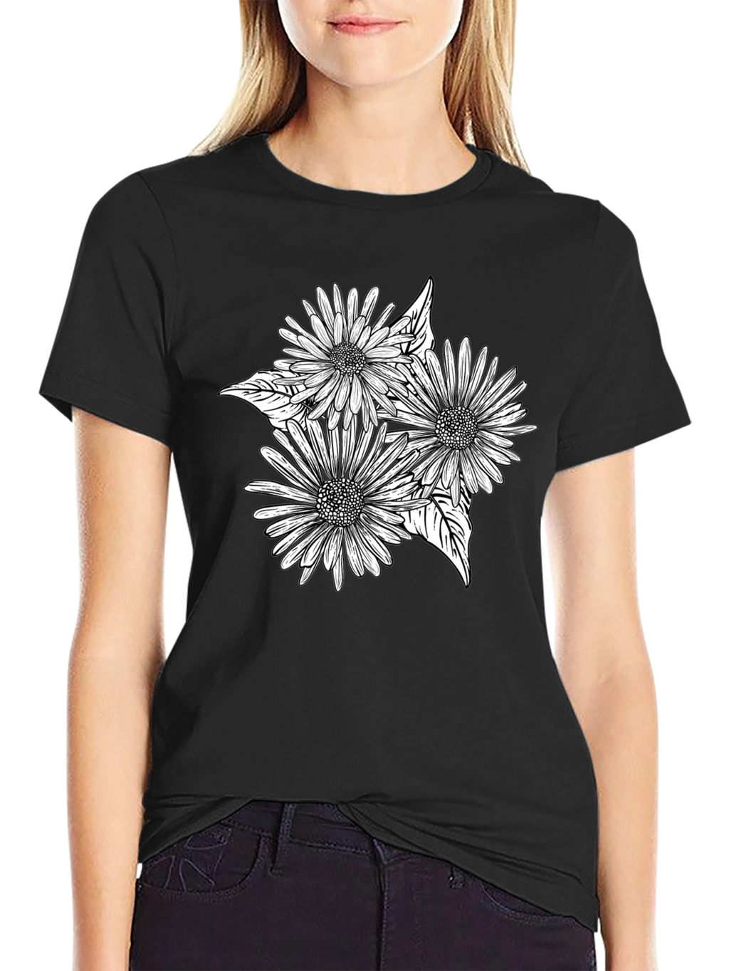 Black Floral Graphic Tee - Stylish Comfort