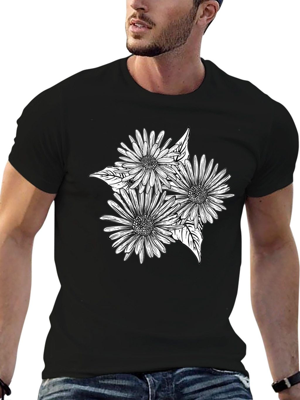Black Floral Graphic Tee - Stylish Comfort