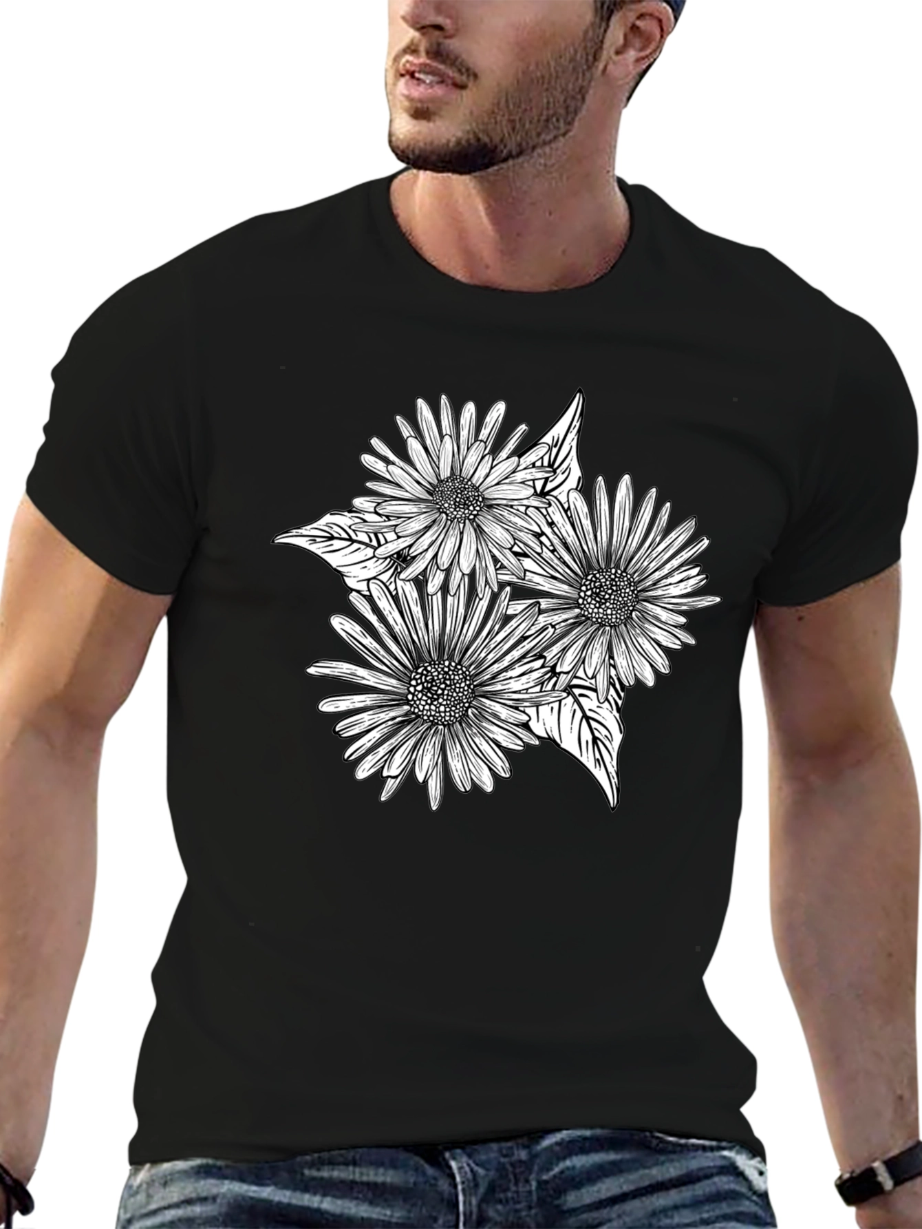 Black Floral Graphic Tee - Stylish Comfort