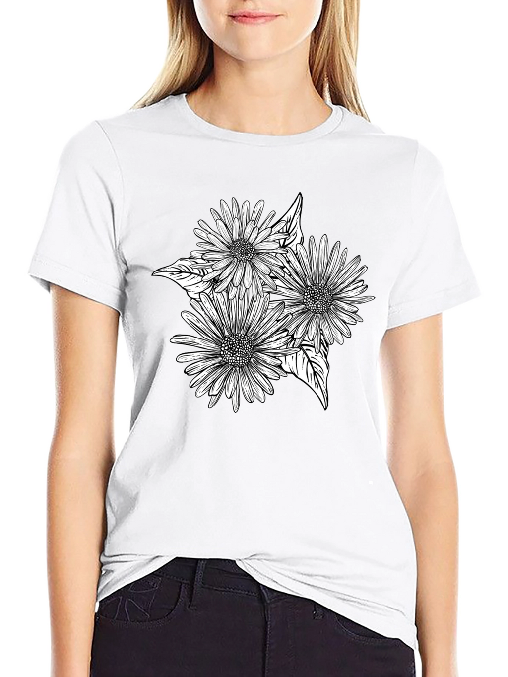 Black Floral Graphic Tee - Stylish Comfort