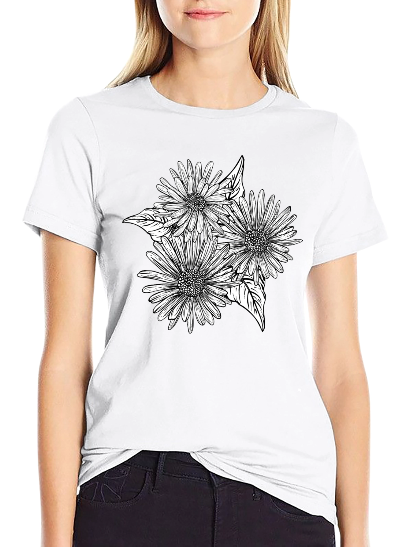 Black Floral Graphic Tee - Stylish Comfort