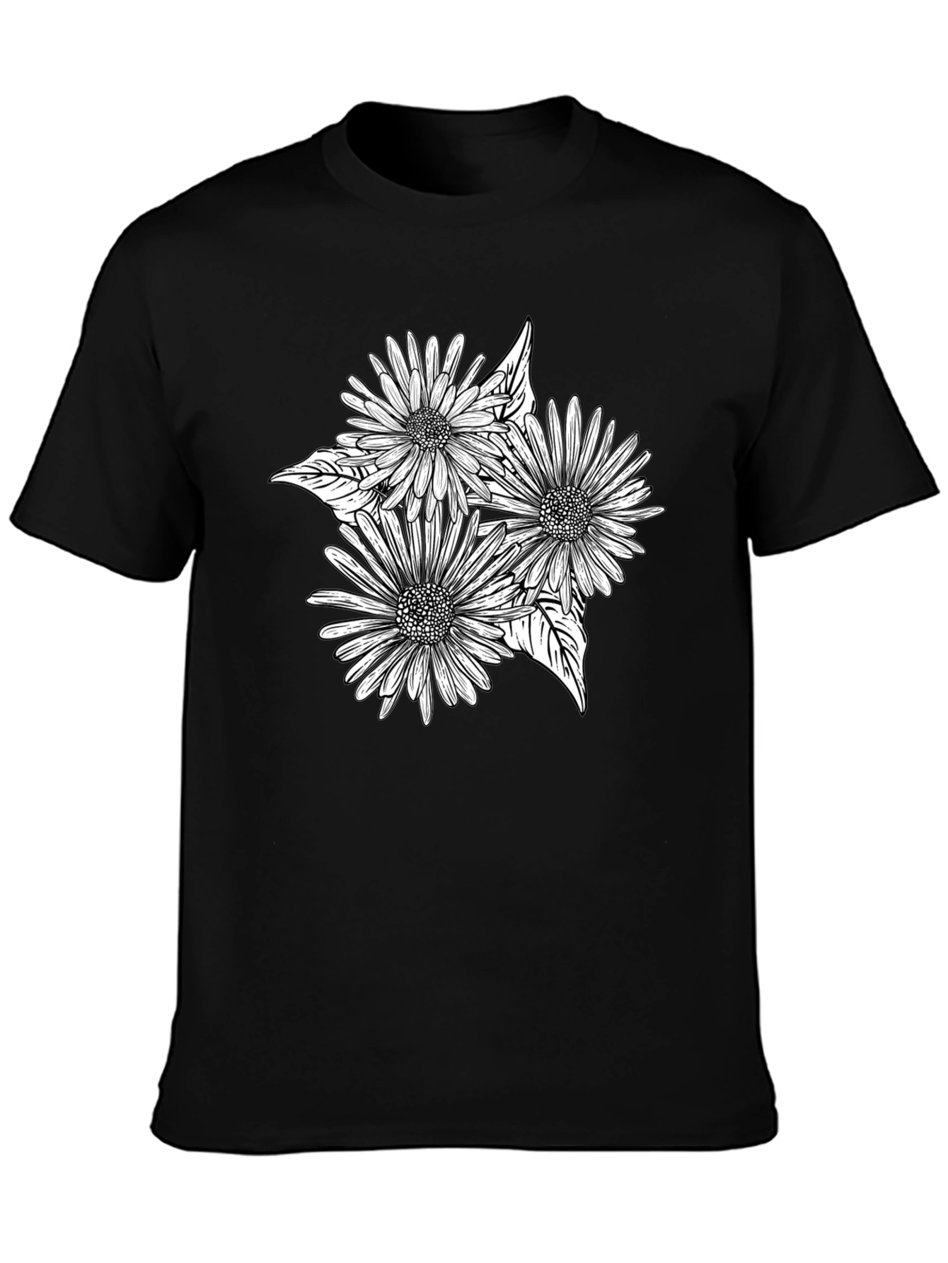 Black Floral Graphic Tee - Stylish Comfort