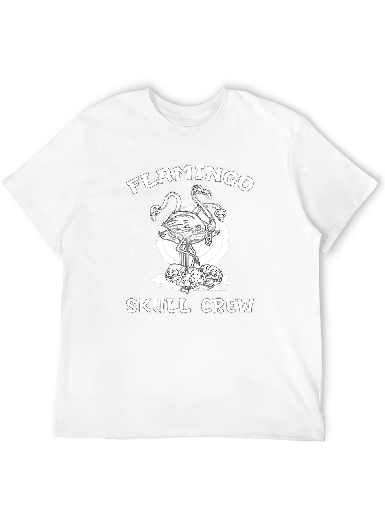 Flamingo Skull Crew Graphic T-Shirt