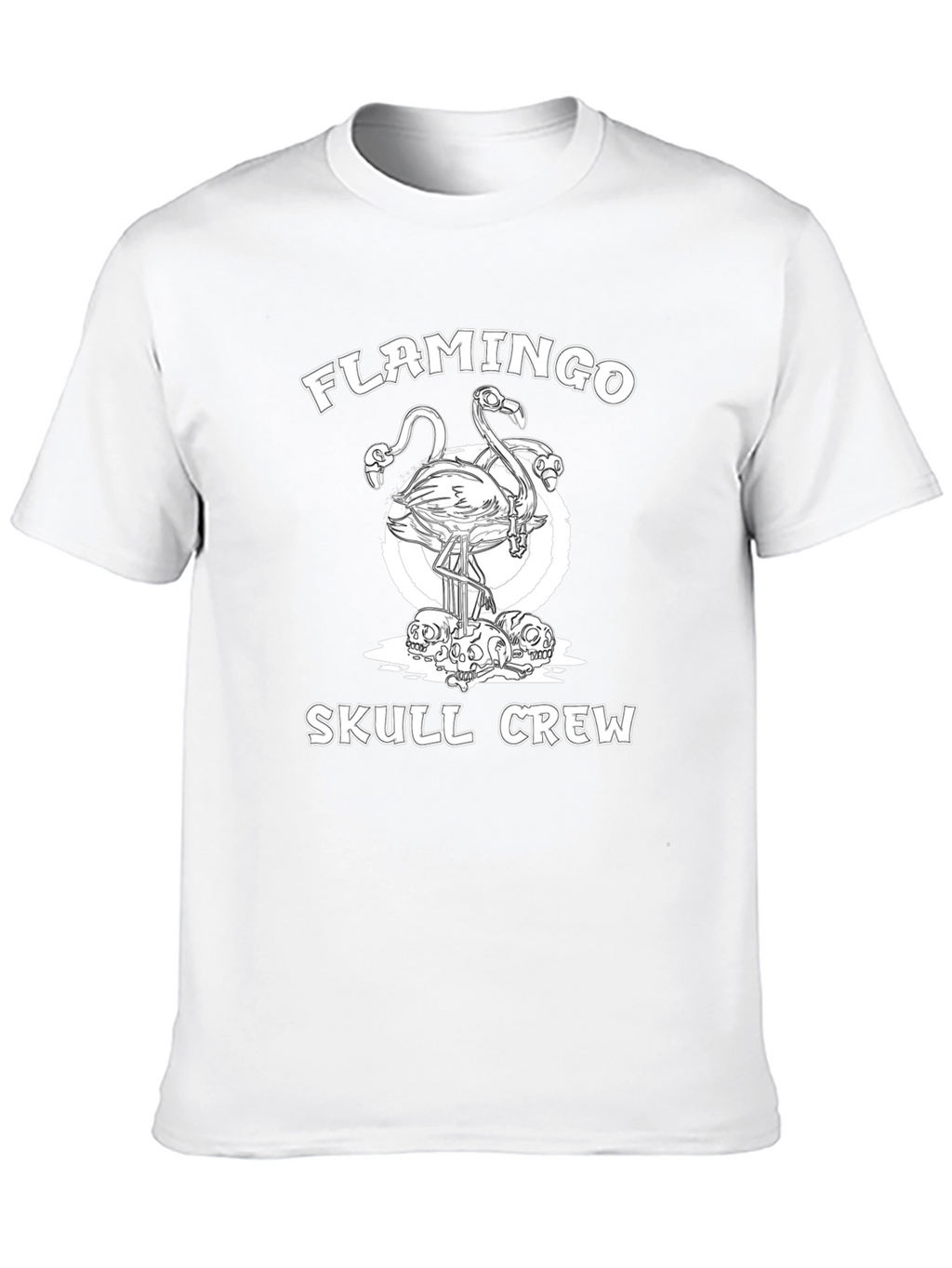 Flamingo Skull Crew Graphic T-Shirt