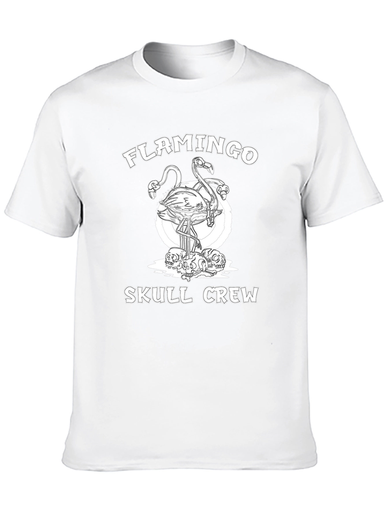 Flamingo Skull Crew Graphic T-Shirt