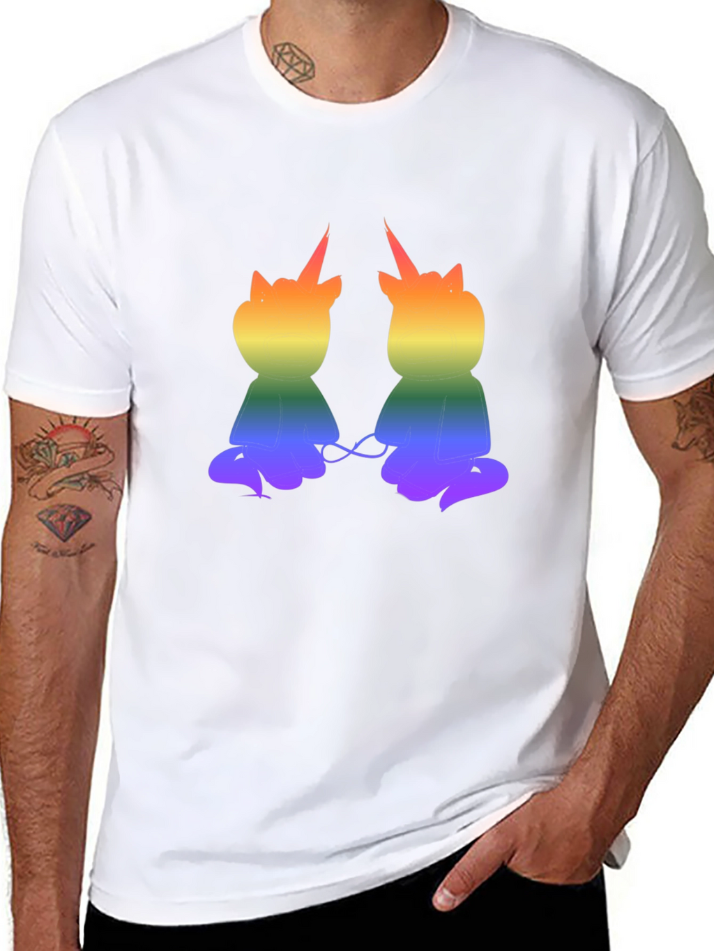Rainbow Unicorn Cat Graphic T-Shirt