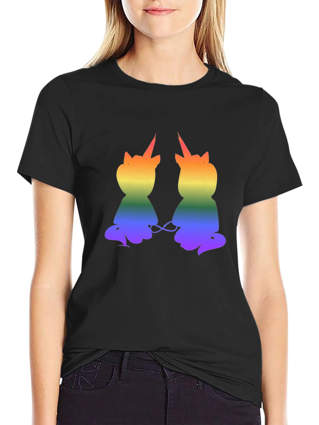 Rainbow Unicorn Cat Graphic T-Shirt