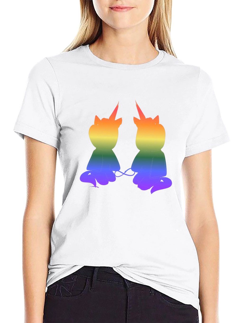 Rainbow Unicorn Cat Graphic T-Shirt