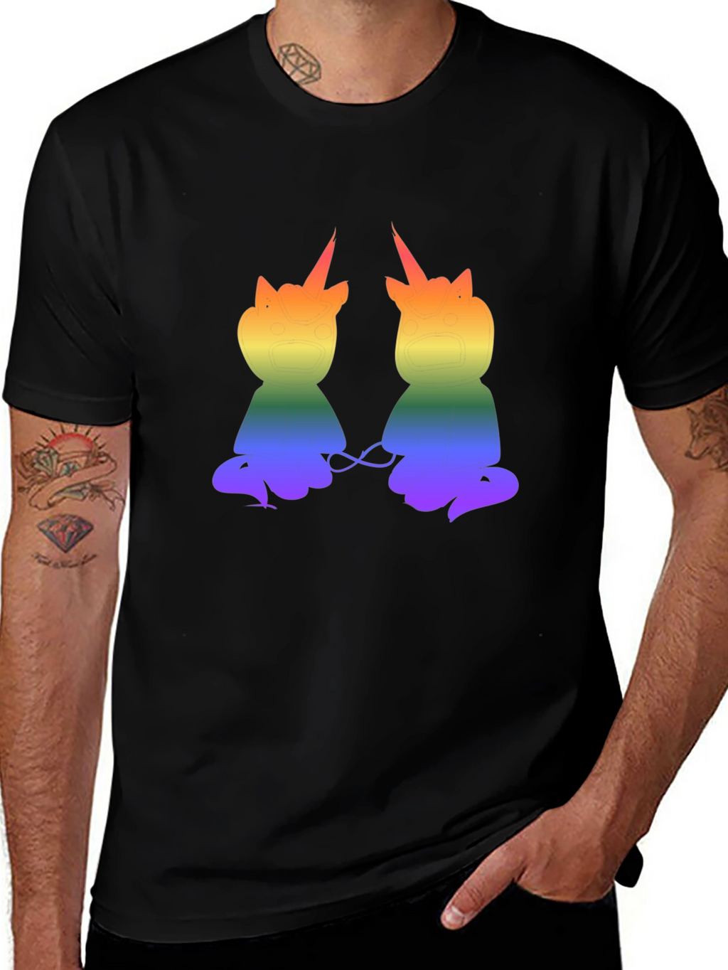 Rainbow Unicorn Cat Graphic T-Shirt