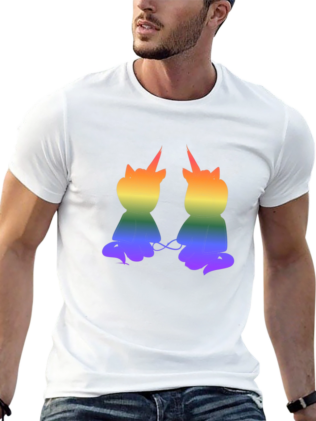 Rainbow Unicorn Cat Graphic T-Shirt