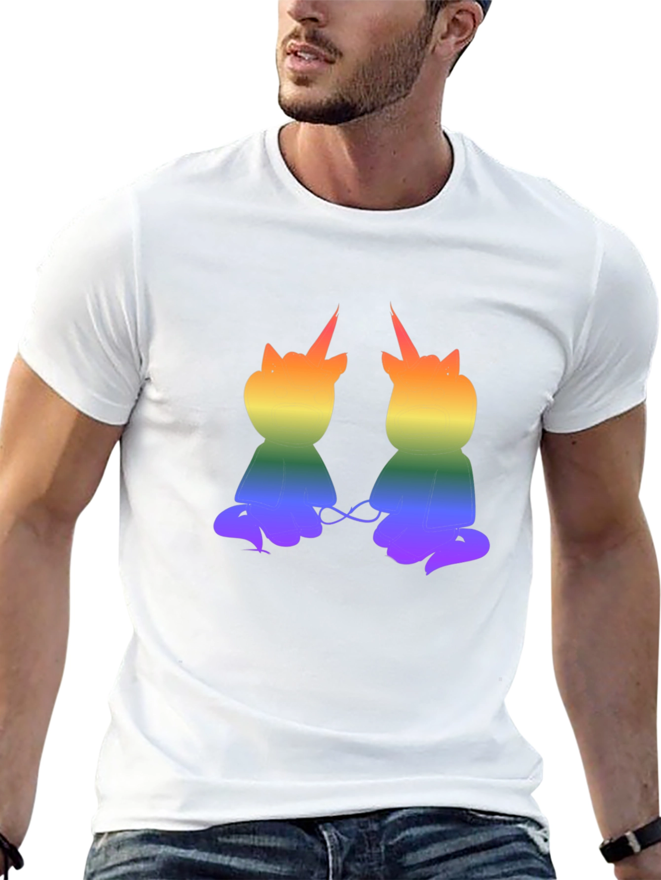 Rainbow Unicorn Cat Graphic T-Shirt