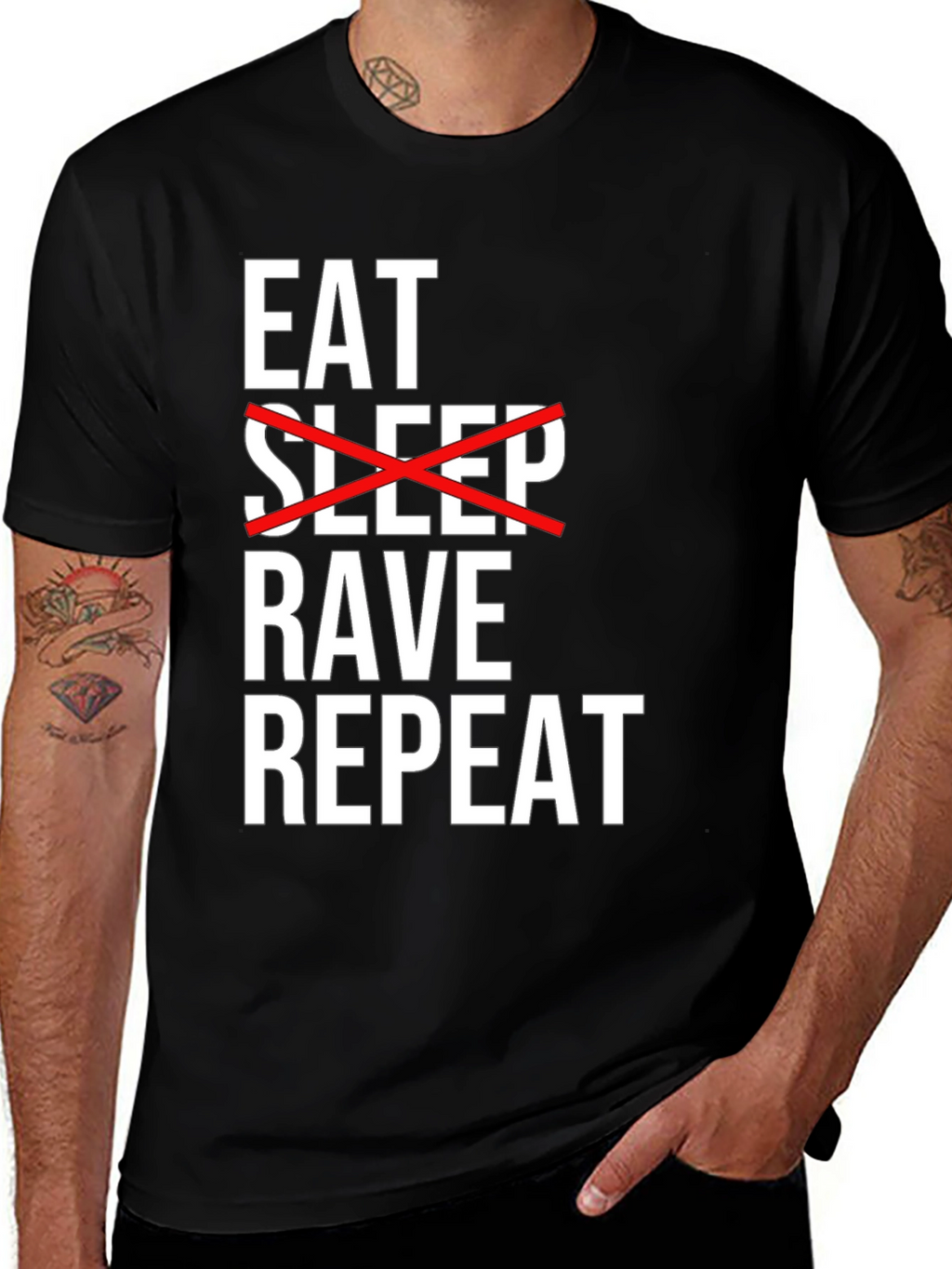 Eat Rave Repeat Black Graphic Tee