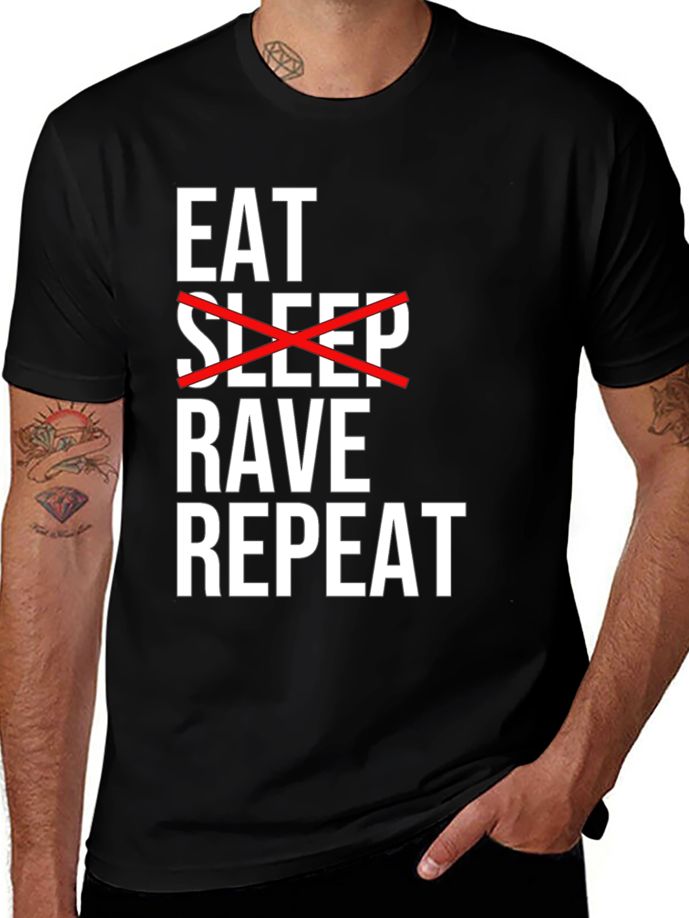 Eat Rave Repeat Black Graphic Tee