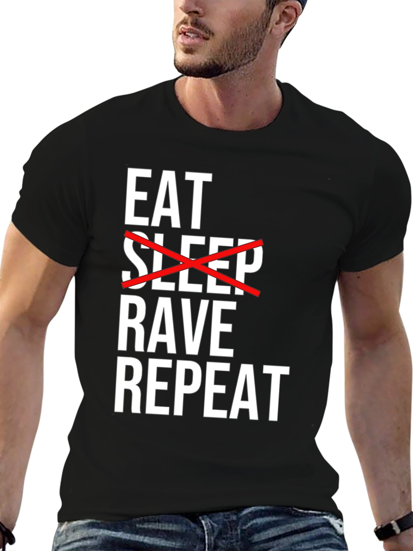 Eat Rave Repeat Black Graphic Tee
