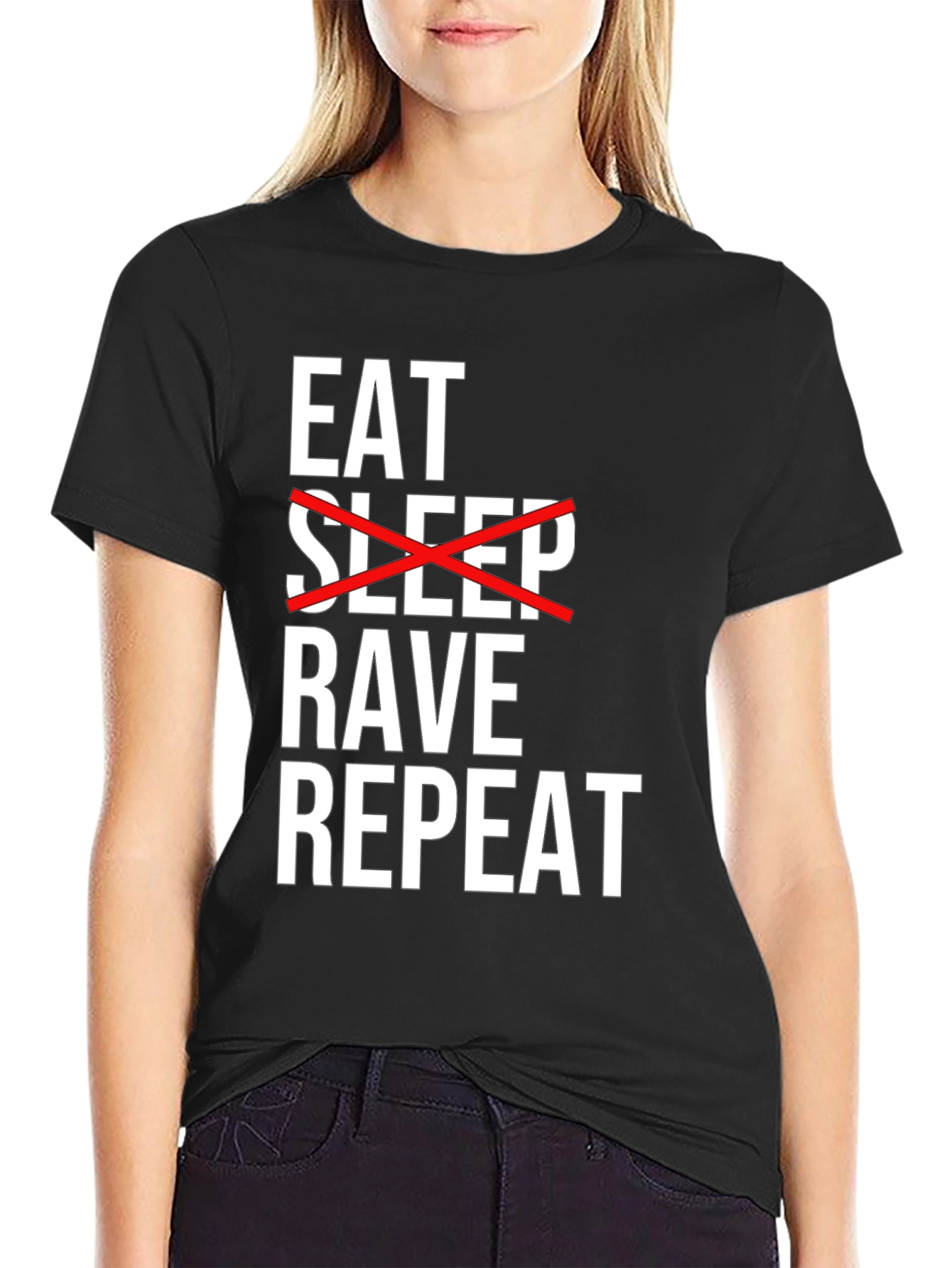 Eat Rave Repeat Black Graphic Tee