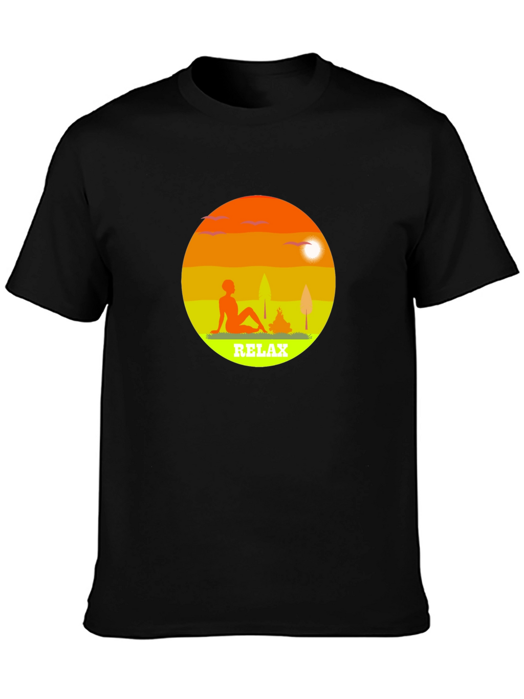 Relax Graphic Tee - Black Casual T-Shirt