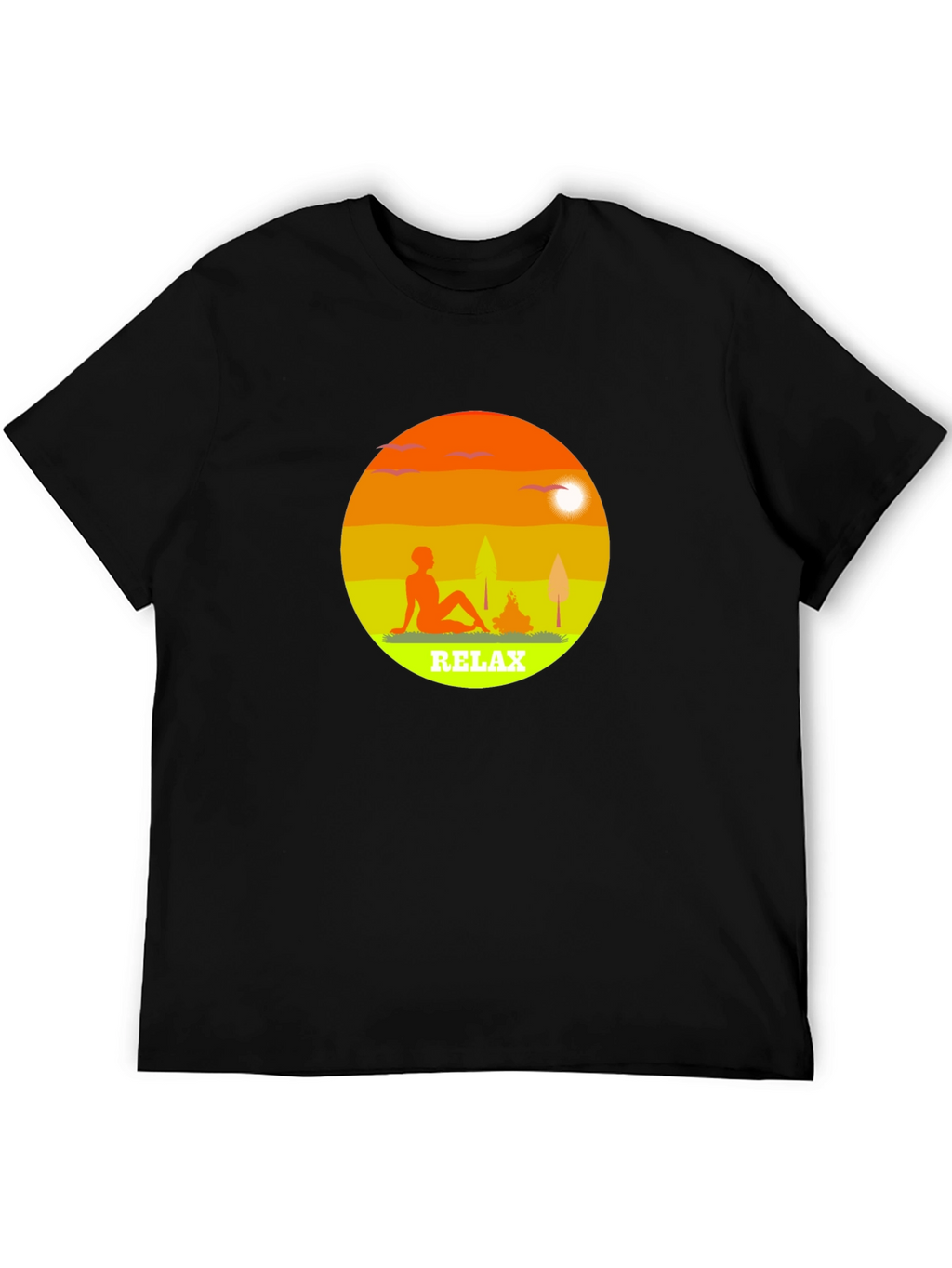 Relax Graphic Tee - Black Casual T-Shirt