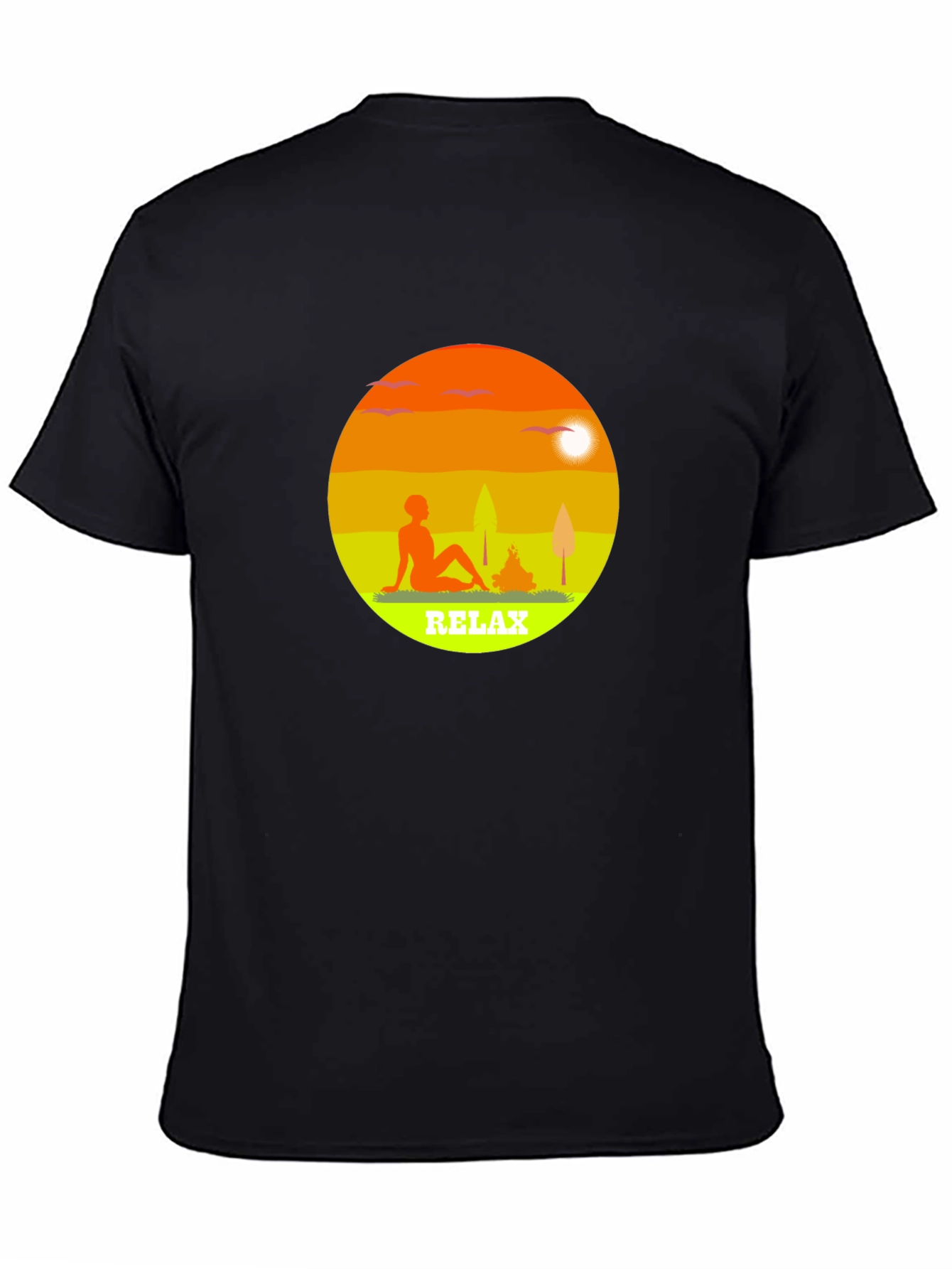 Relax Graphic Tee - Black Casual T-Shirt