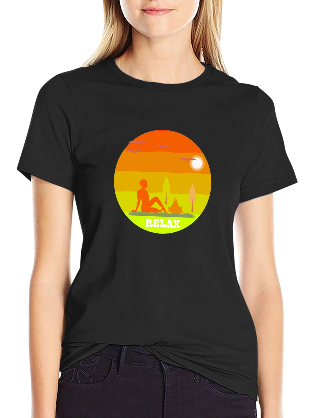 Relax Graphic Tee - Black Casual T-Shirt