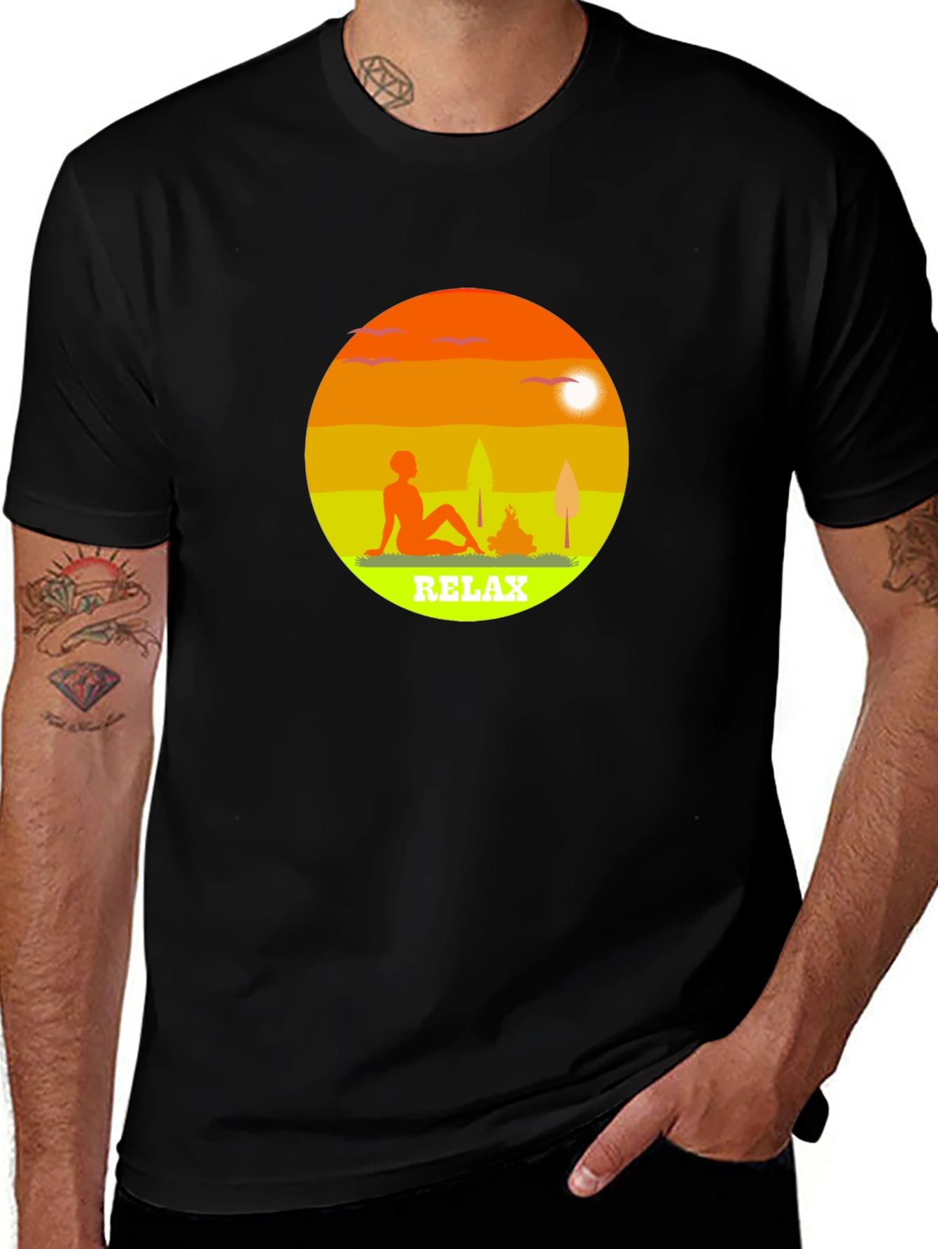 Relax Graphic Tee - Black Casual T-Shirt