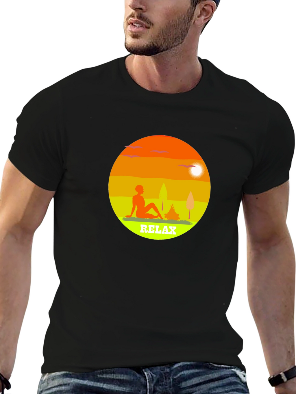 Relax Graphic Tee - Black Casual T-Shirt
