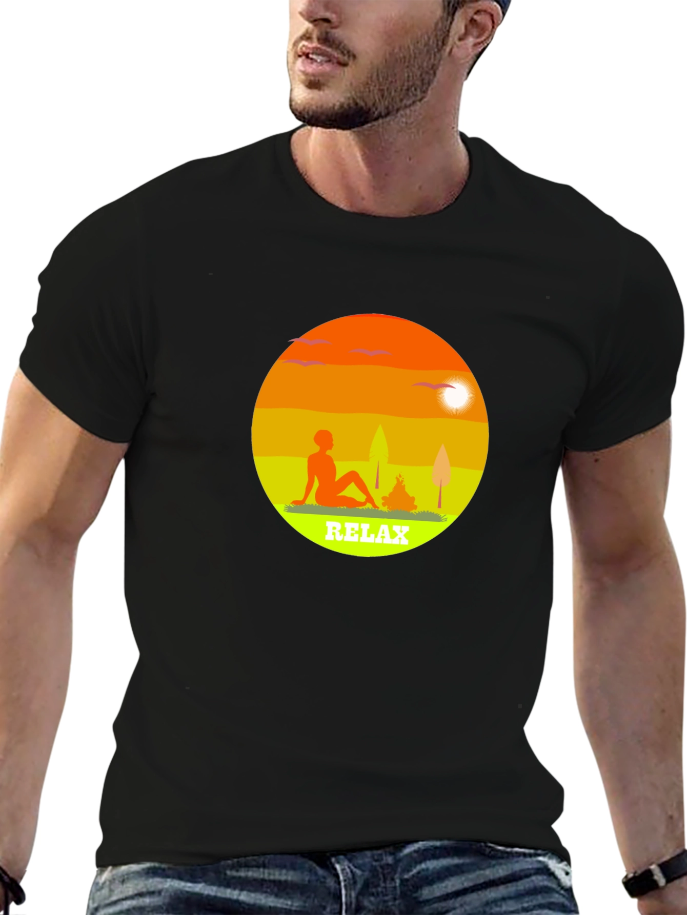 Relax Graphic Tee - Black Casual T-Shirt
