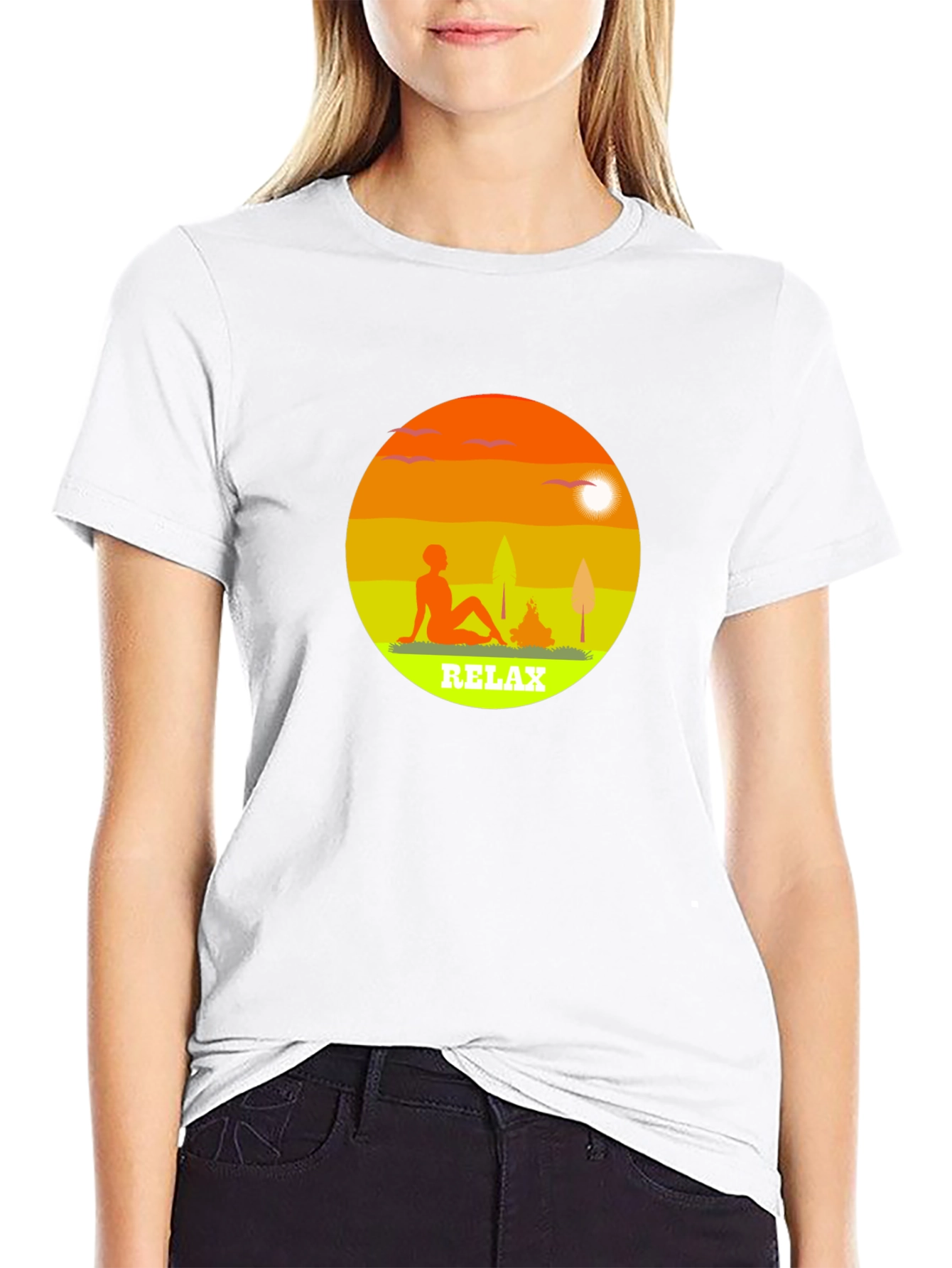 Relax Graphic Tee - Black Casual T-Shirt