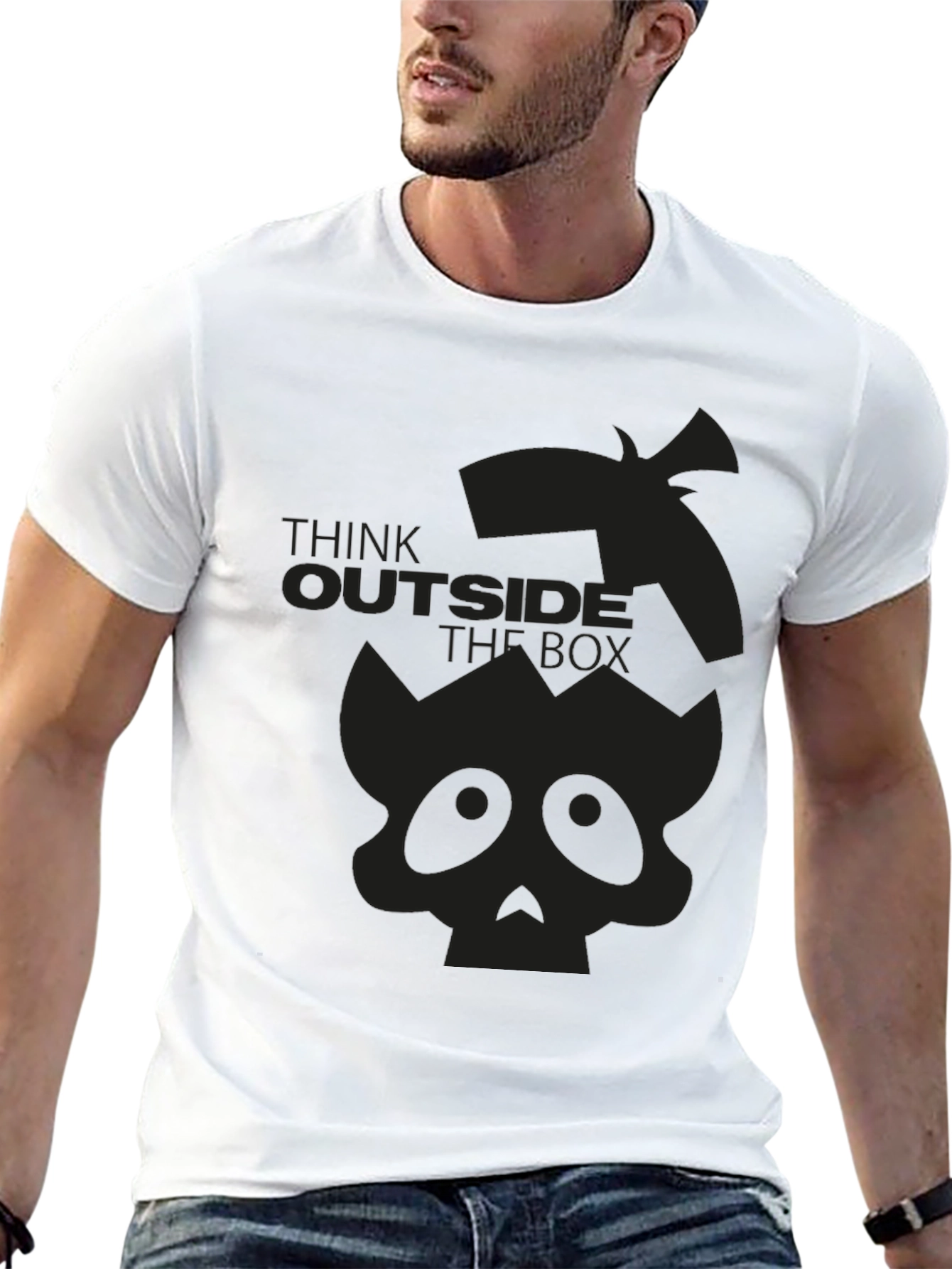 Think Outside the Box Skull Graphic T-Shirt