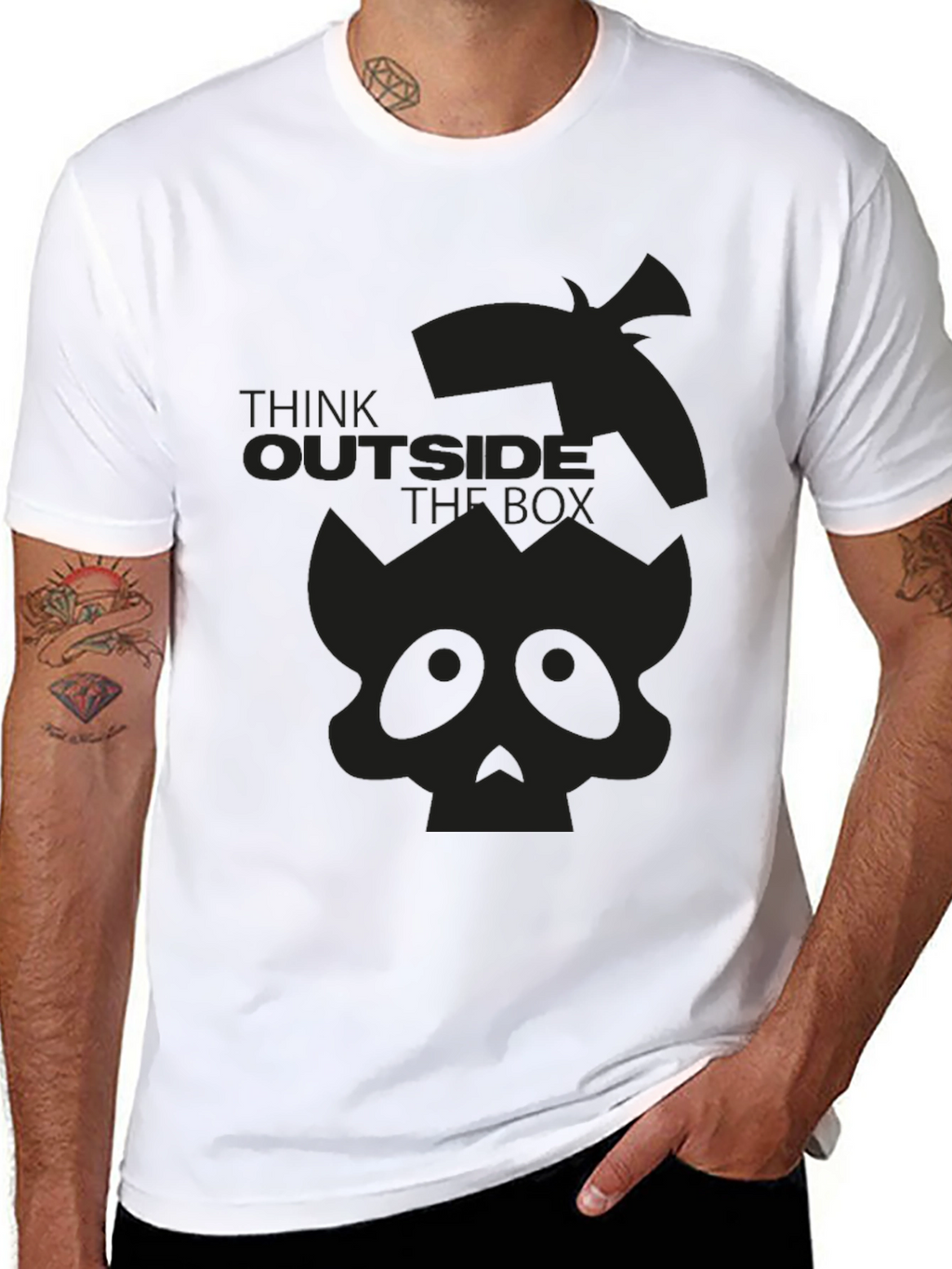 Think Outside the Box Skull Graphic T-Shirt