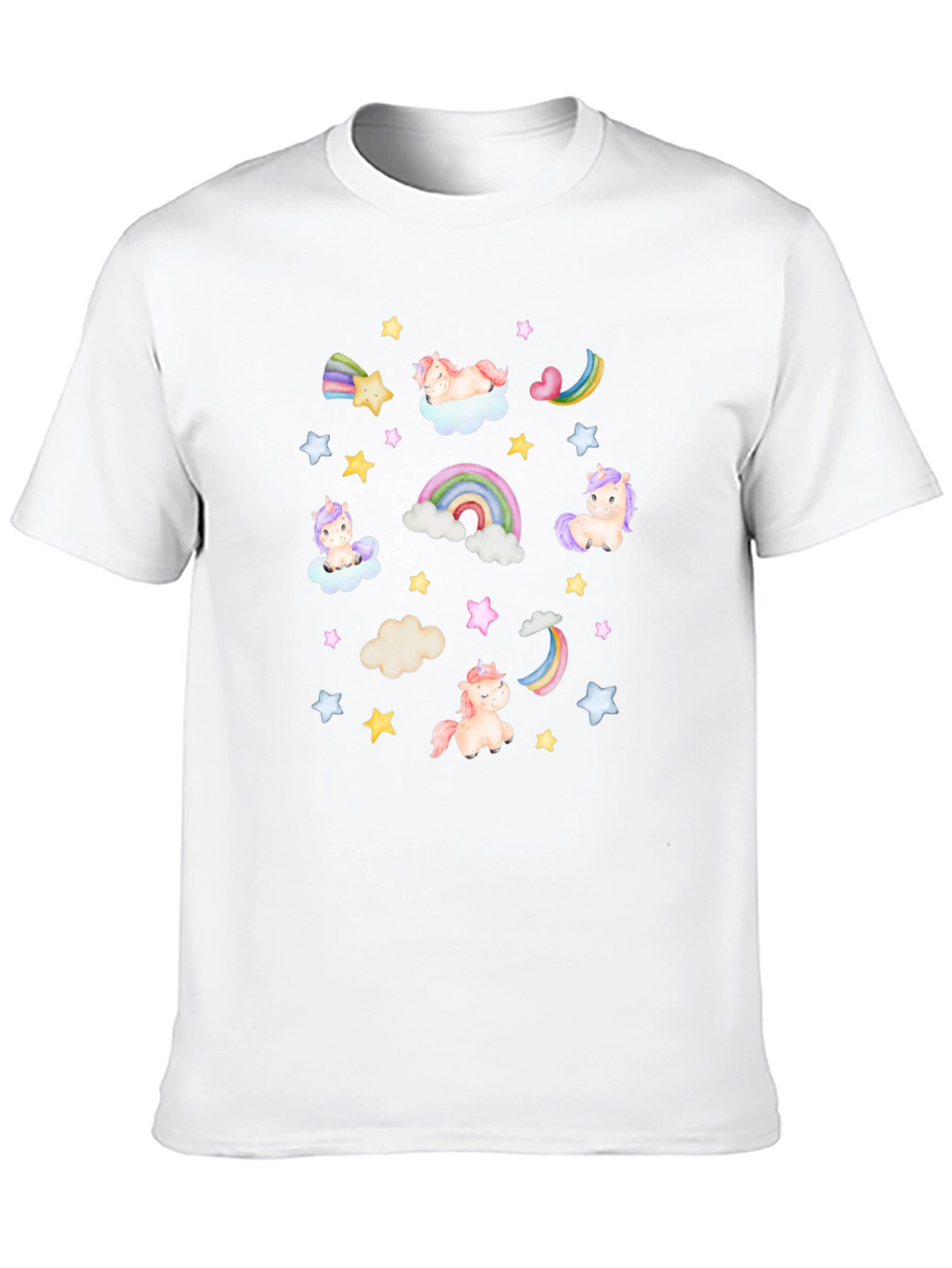 Unicorns Rainbows Stars Black T-Shirt